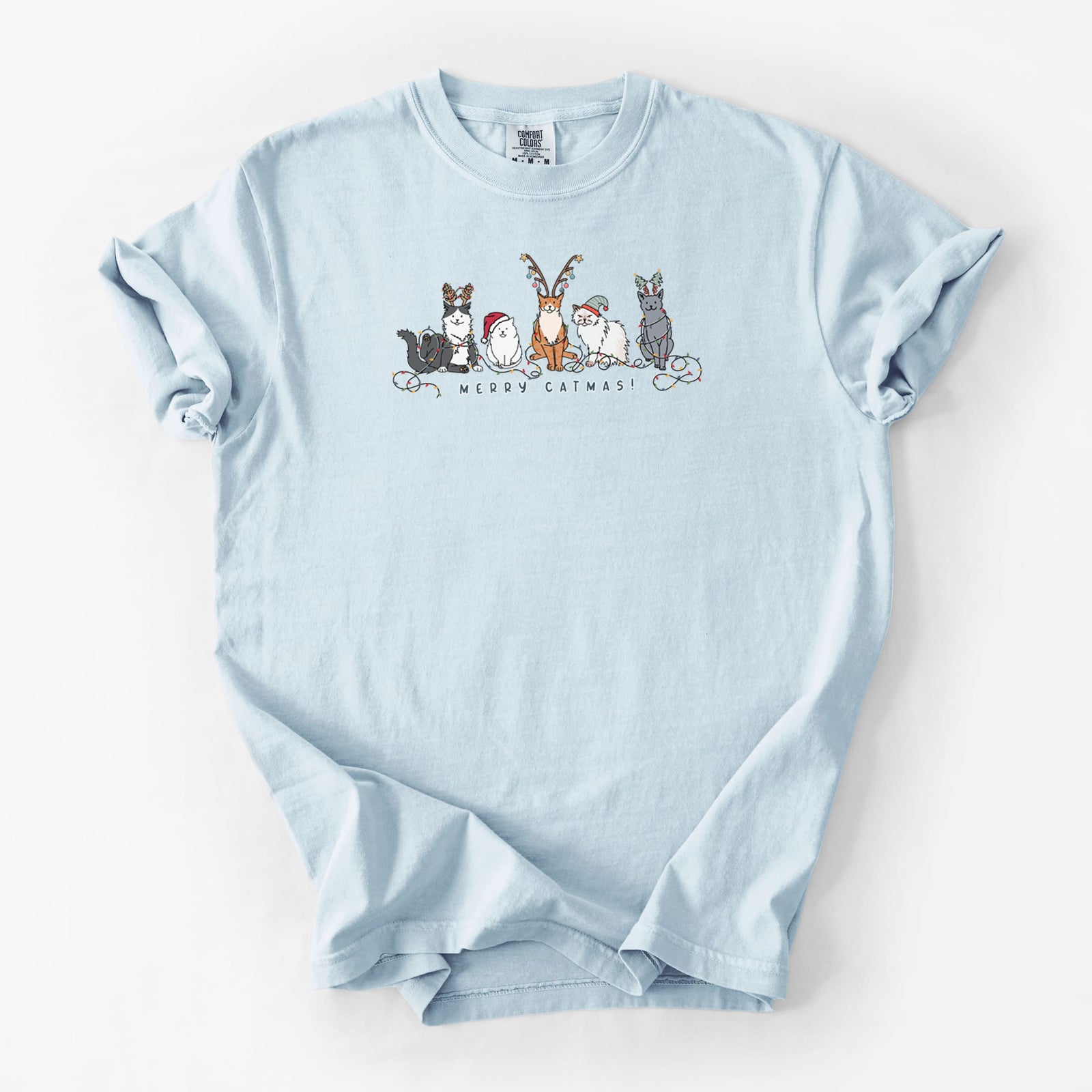 Merry Catmas - Unisex Comfort Colors Garment-Dyed Heavyweight T-shirt in Chambray