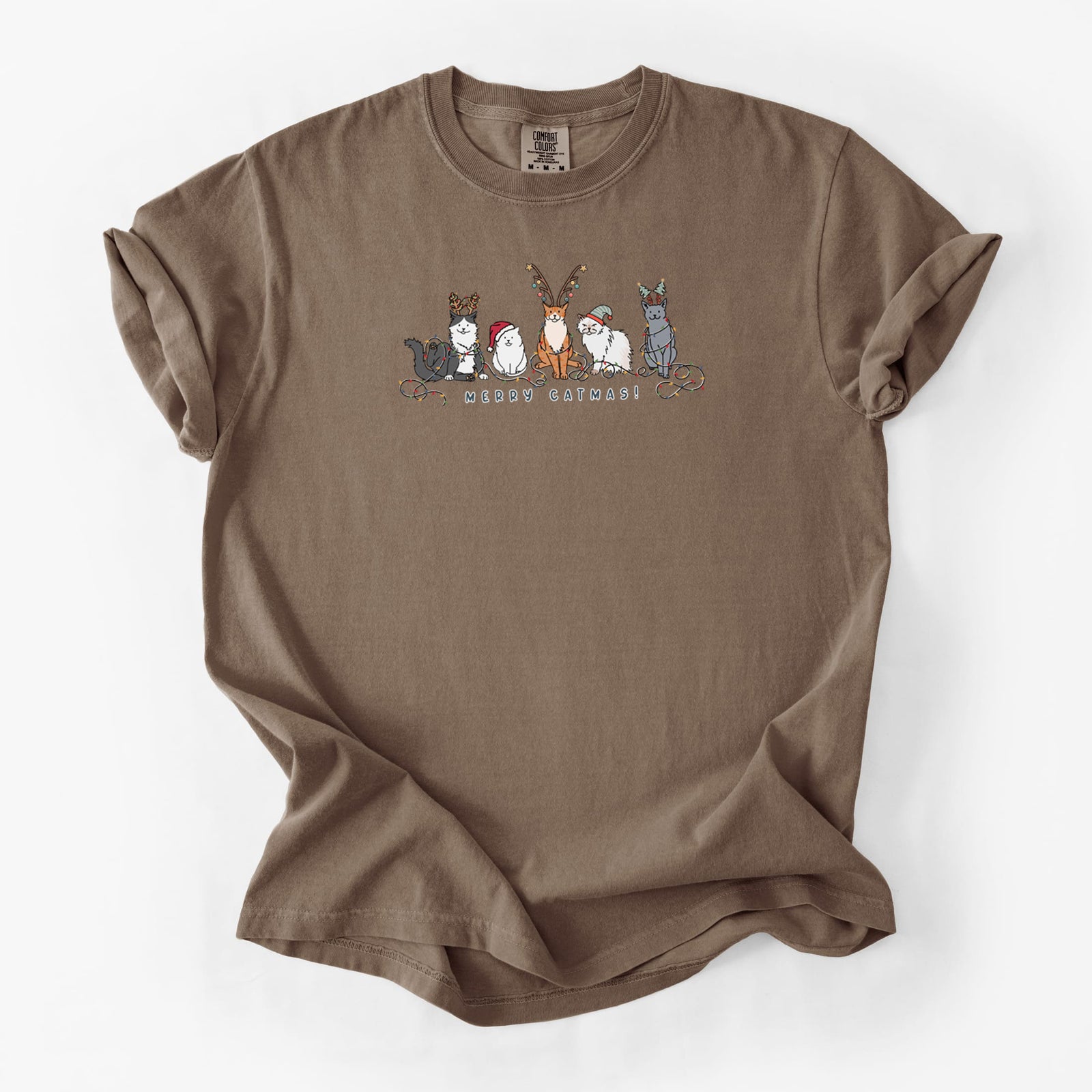 Merry Catmas - Unisex Comfort Colors Garment-Dyed Heavyweight T-shirt in Espresso