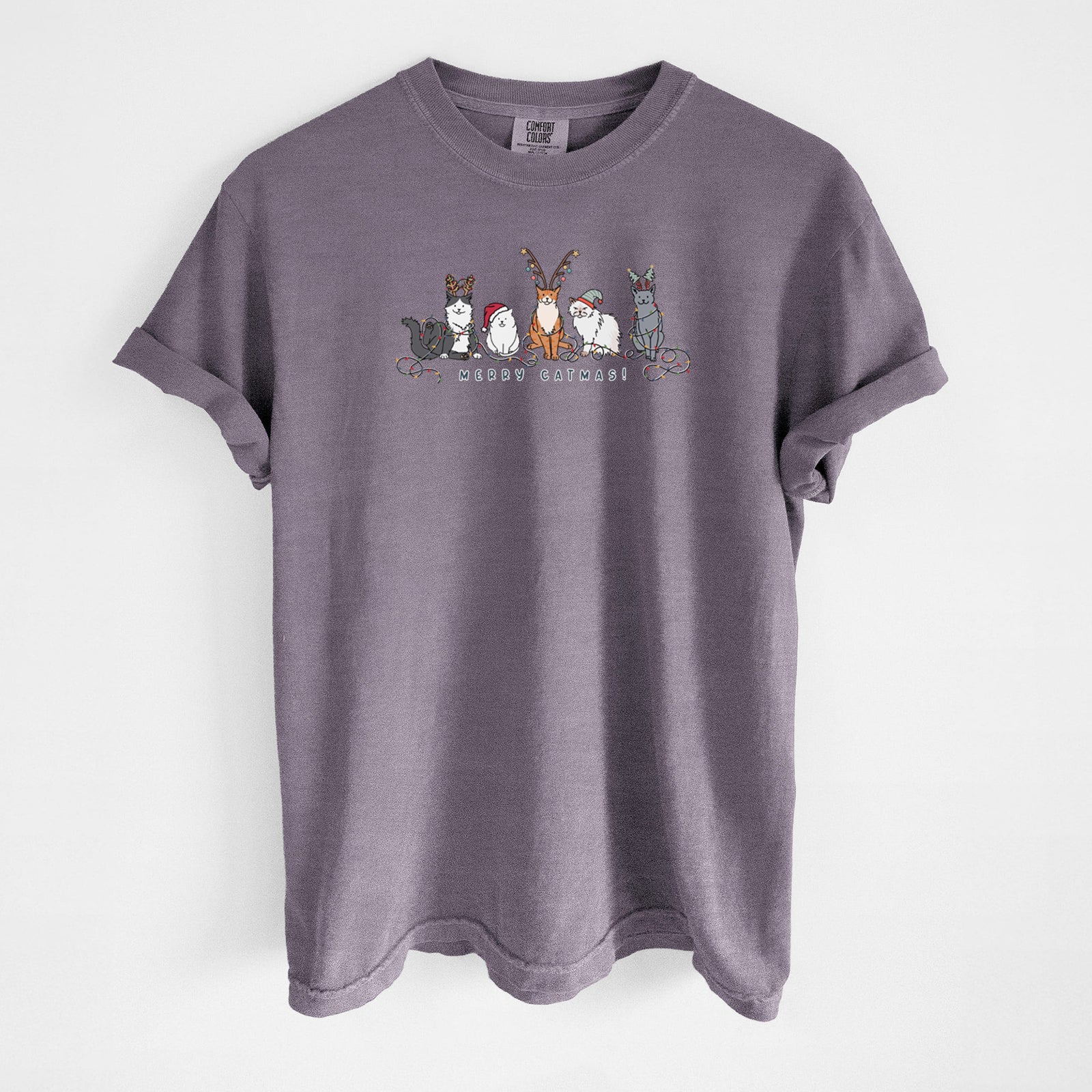 Merry Catmas - Unisex Comfort Colors Garment-Dyed Heavyweight T-shirt in Wine