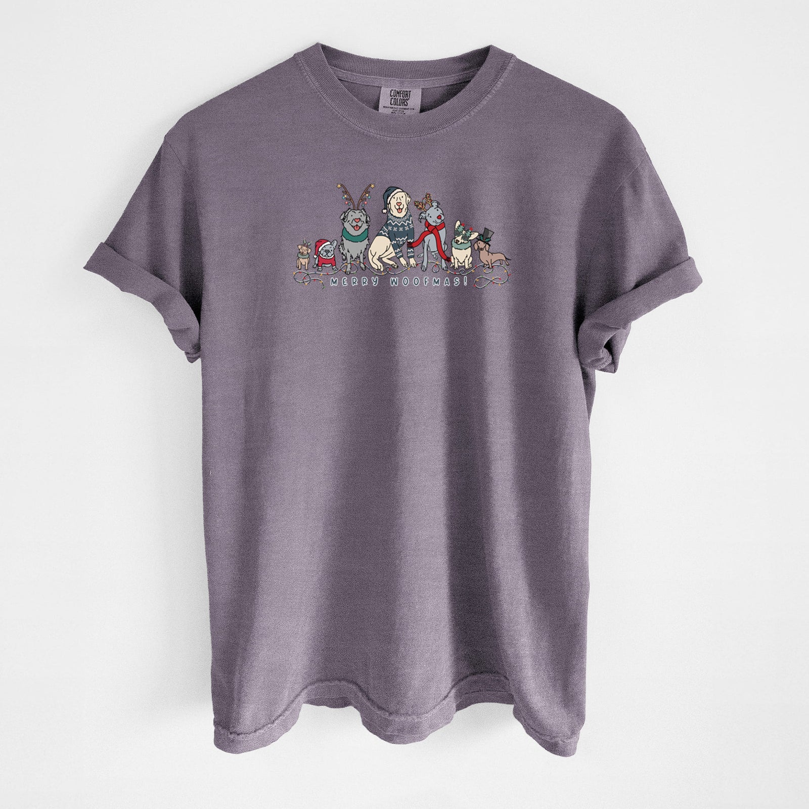 Merry Woofmas - Unisex Comfort Colors Garment-Dyed Heavyweight T-shirt in Wine
