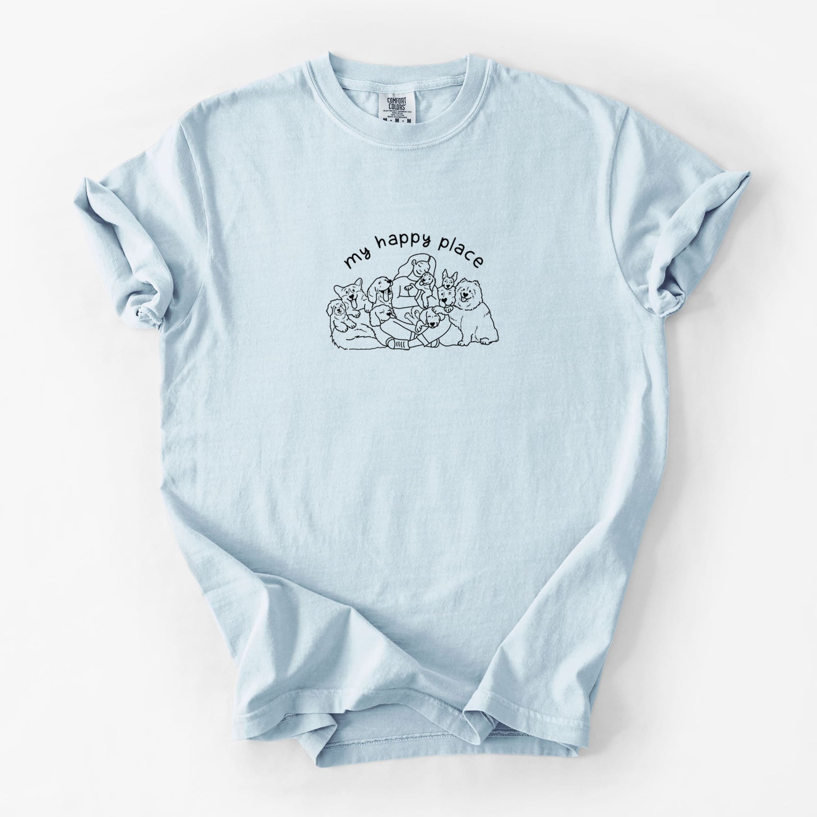 My Happy Place - Dogs - Unisex Comfort Colors Garment-Dyed Heavyweight T-shirt in Chambray