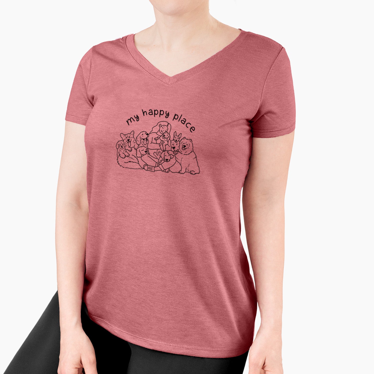 My Happy Place - Dogs - Women's Perfect V-neck Shirt