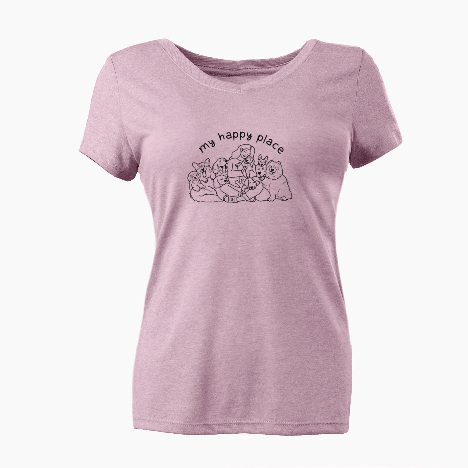 My Happy Place - Dogs - Women's Perfect V-neck Shirt