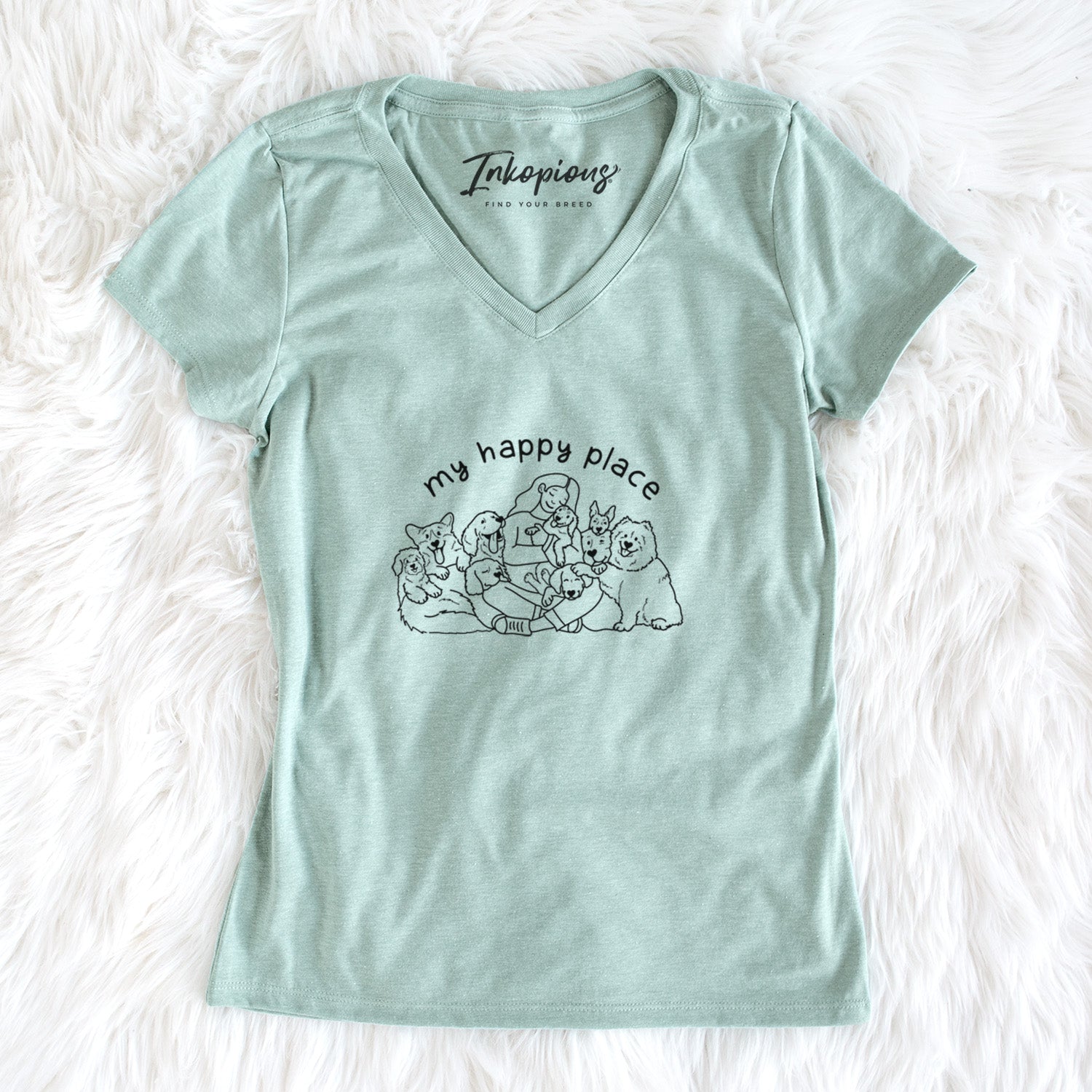My Happy Place - Dogs - Women's Perfect V-neck Shirt