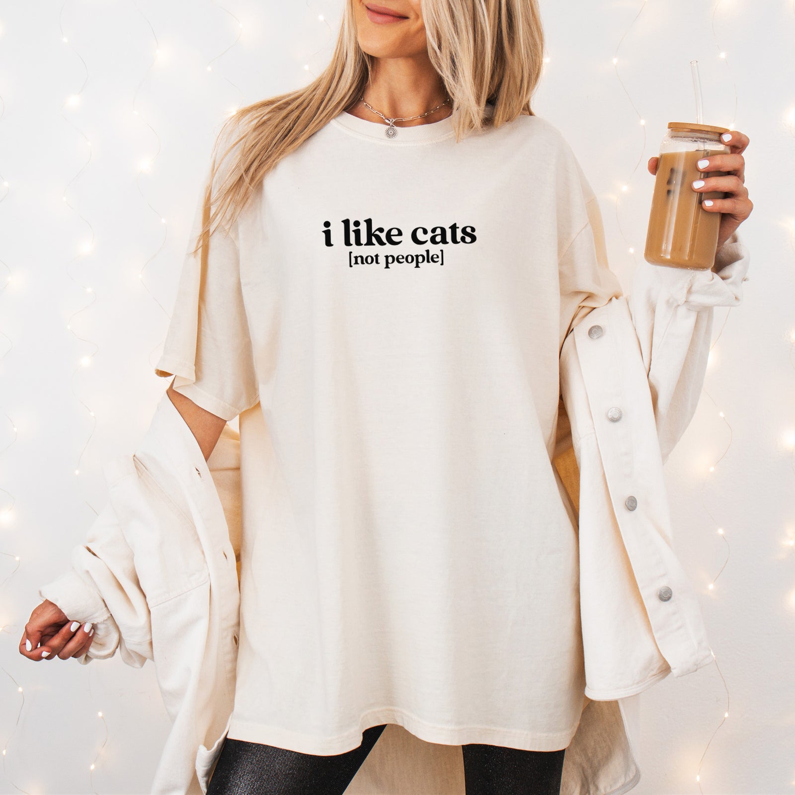 I like cats - not people - Unisex Comfort Colors Garment-Dyed Heavyweight T-shirt, worn by model