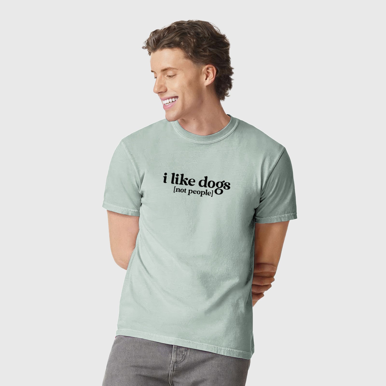 I like dogs - not people - Unisex Comfort Colors Garment-Dyed Heavyweight T-shirt, worn by model