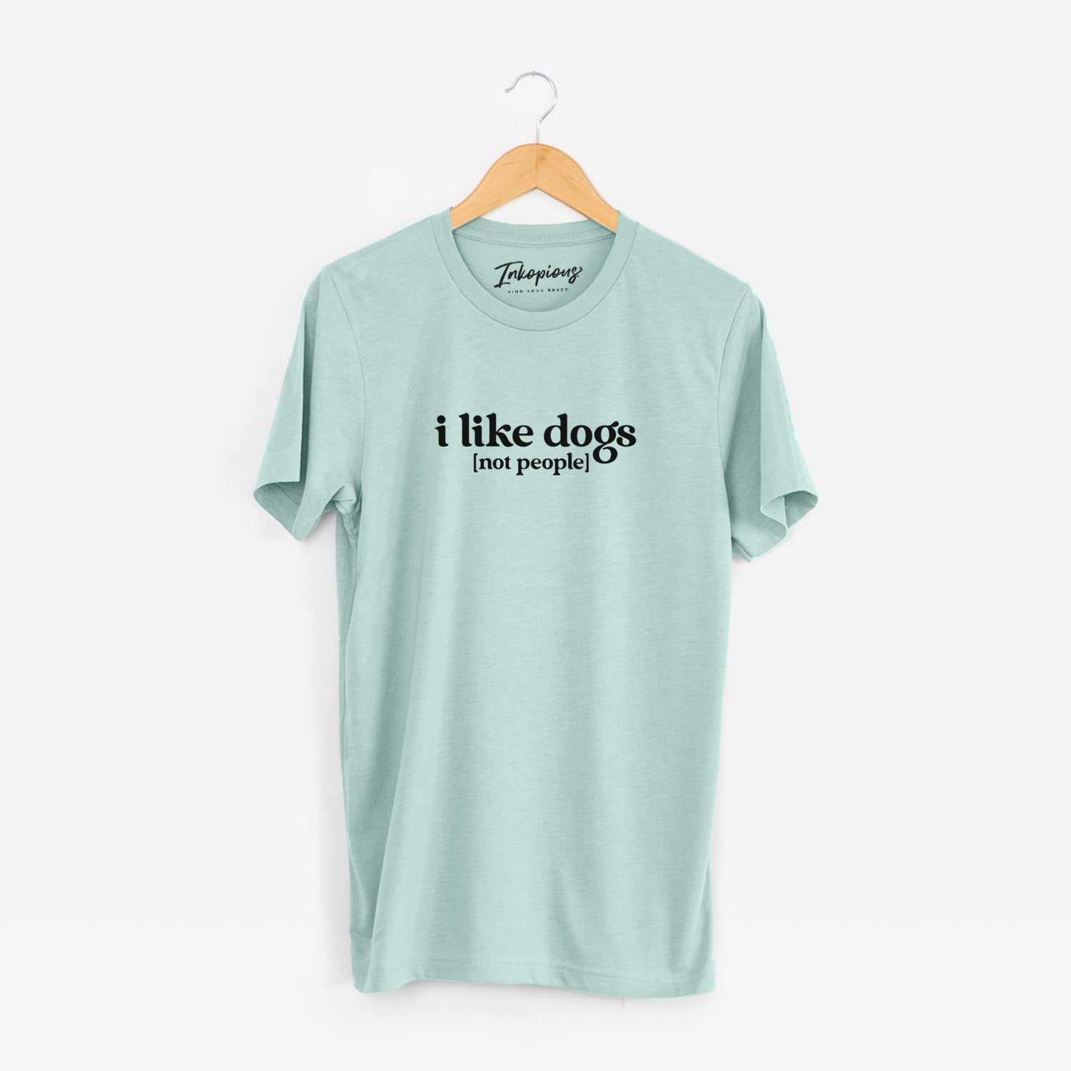 'I like dogs - not people' design on a Heather Sage Unisex crewneck