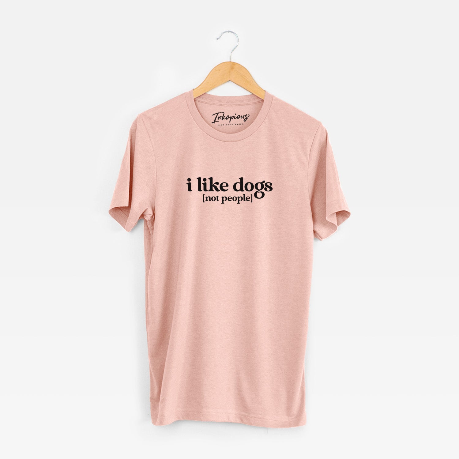 'I like dogs - not people' design on a Peach Unisex crewneck
