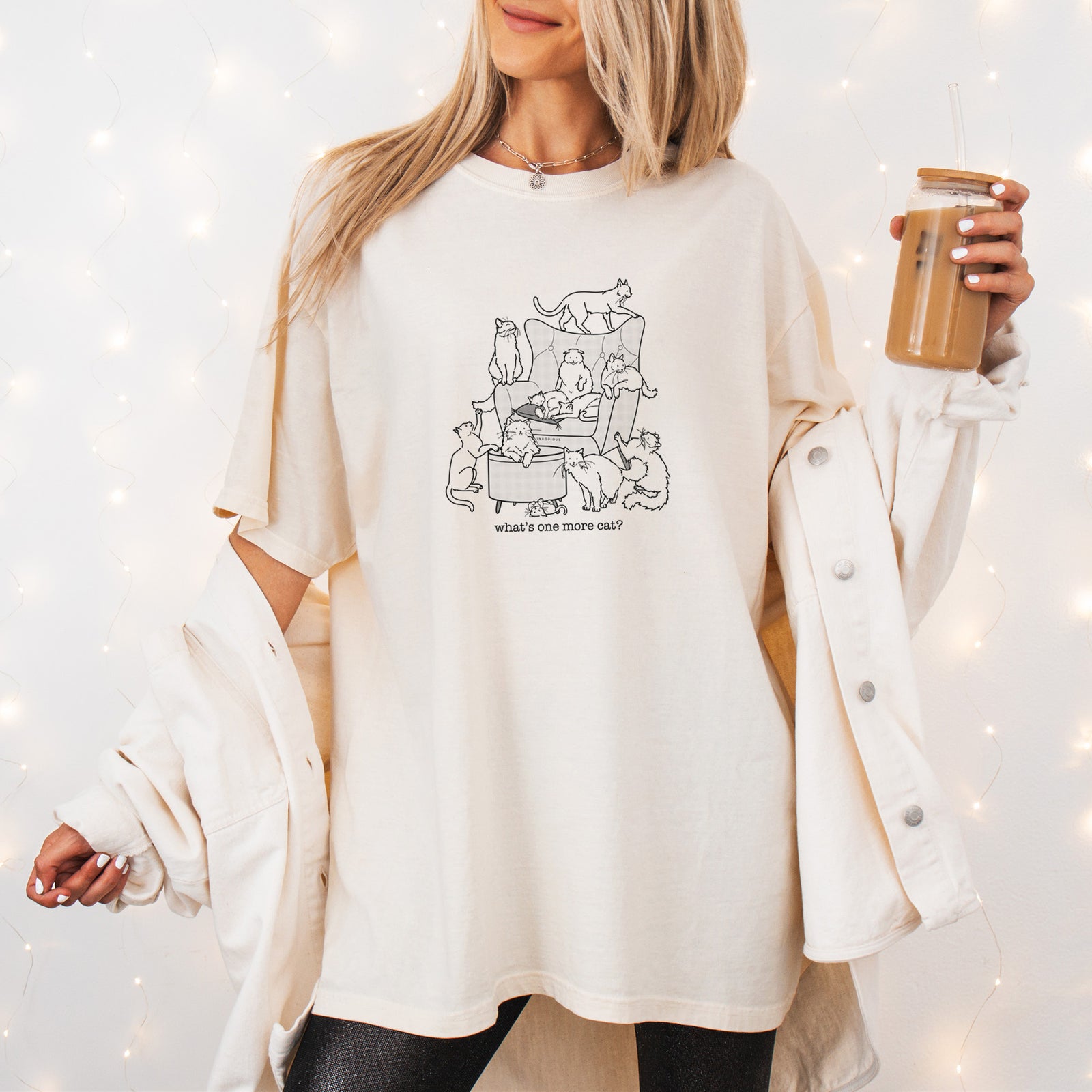 What's One More Cat? - Unisex Comfort Colors Garment-Dyed Heavyweight T-shirt, worn by model