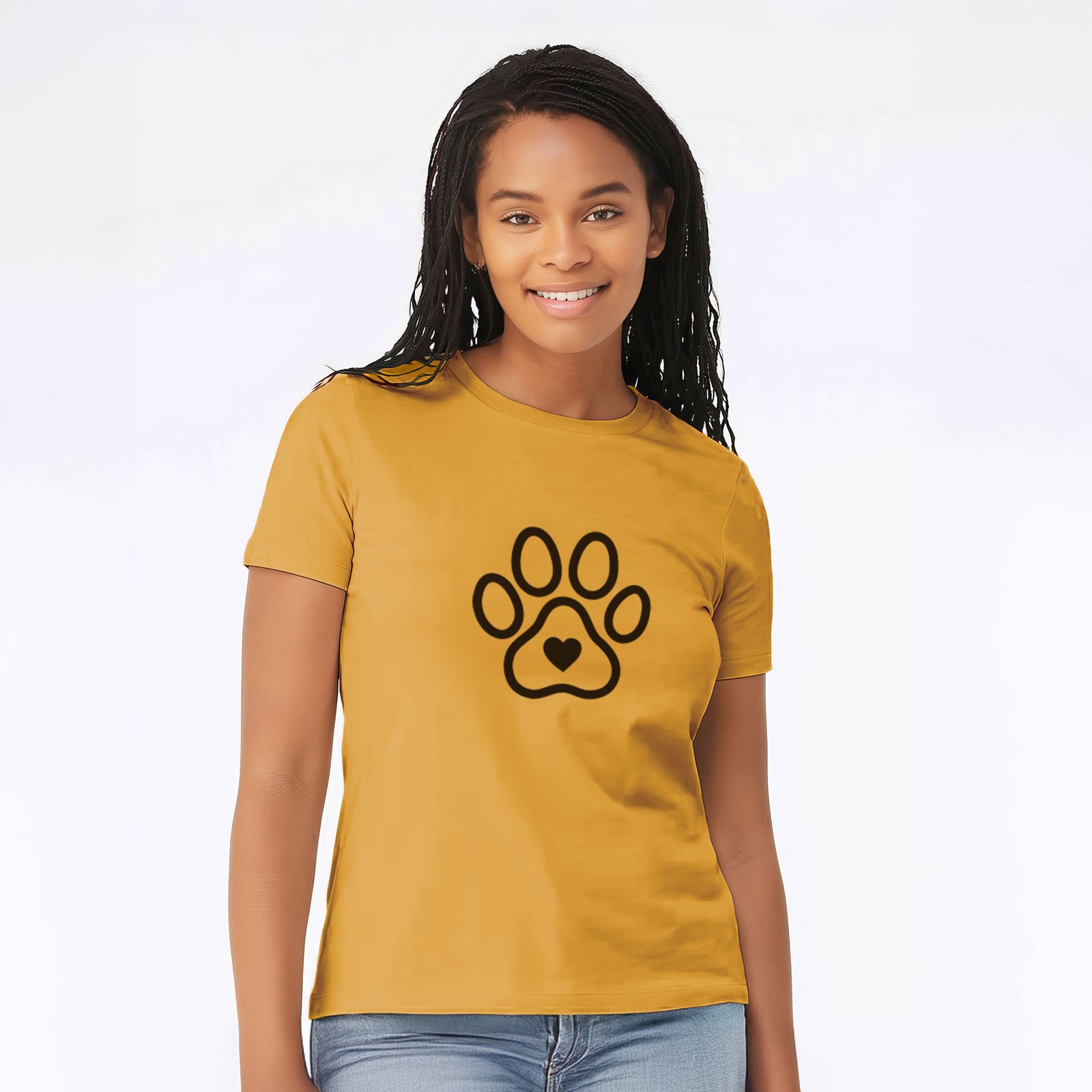 Paw with Heart - Women's Lightweight Relaxed Fit 100% Cotton Crewneck
