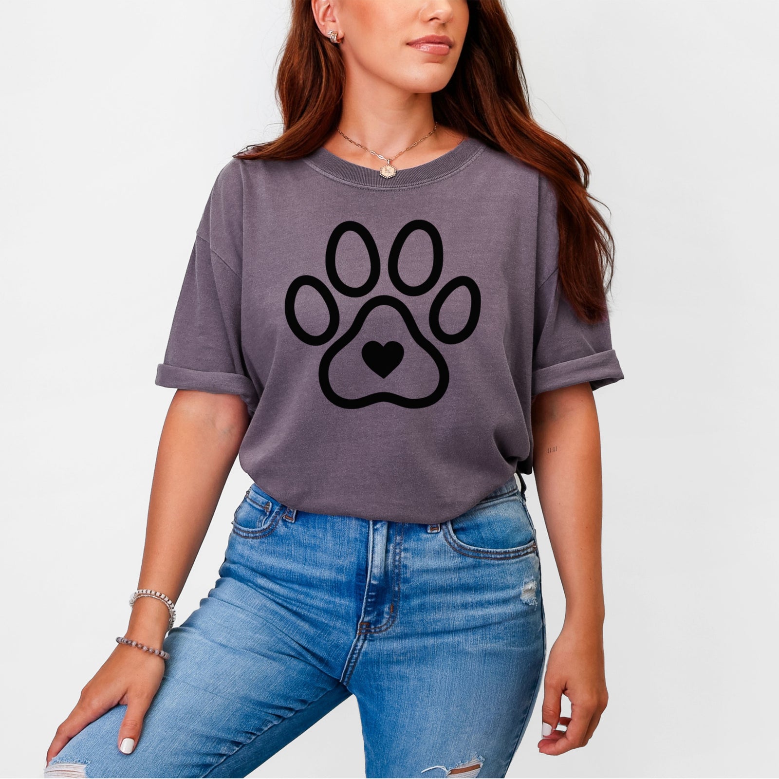 Paw with Heart - Unisex Comfort Colors Garment-Dyed Heavyweight T-shirt, worn by model