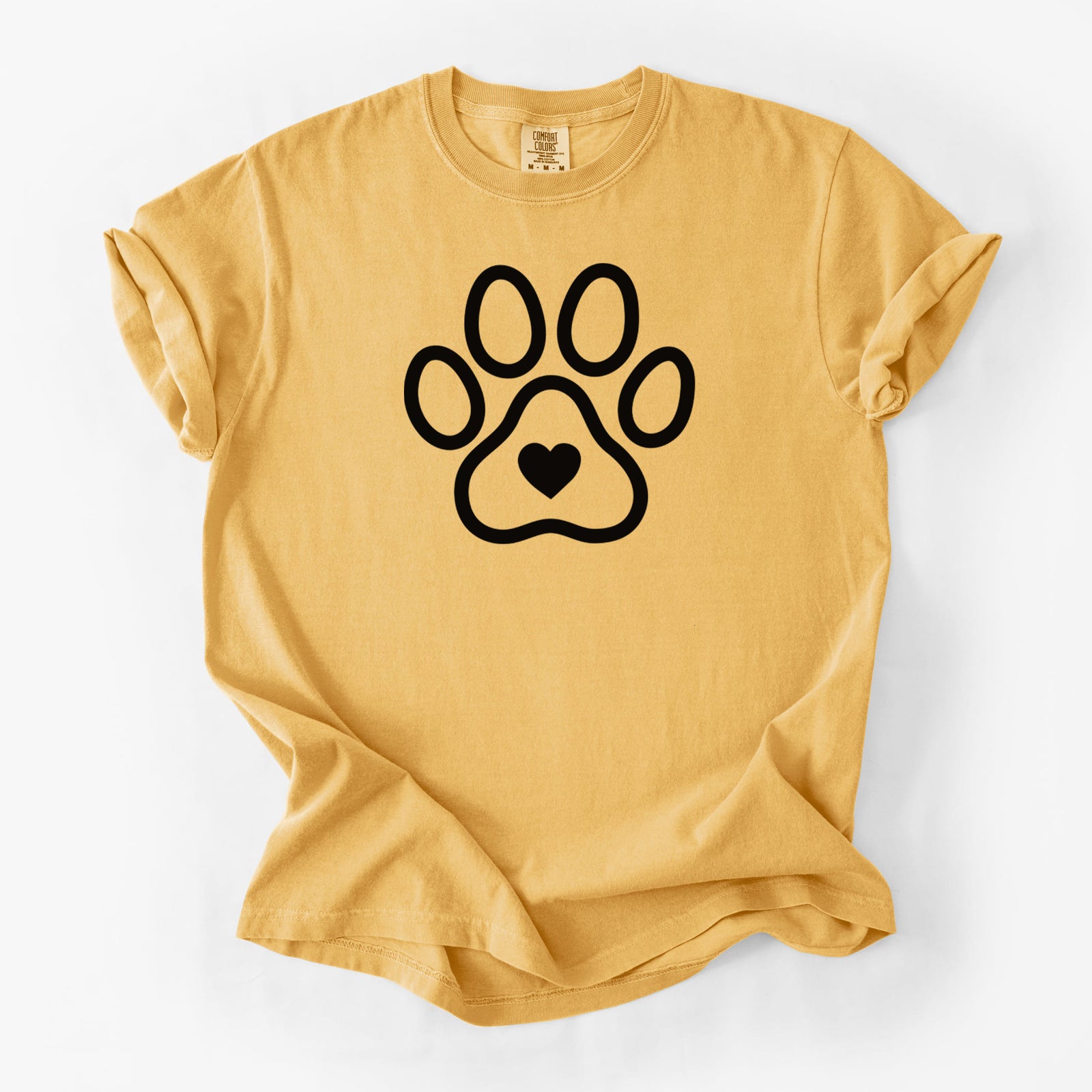 Paw with Heart - Unisex Comfort Colors Garment-Dyed Heavyweight T-shirt in Golden Wheat