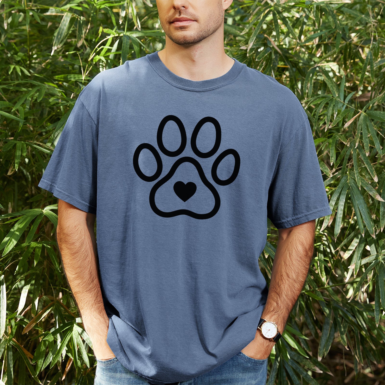 Paw with Heart - Unisex Comfort Colors Garment-Dyed Heavyweight T-shirt, worn by model
