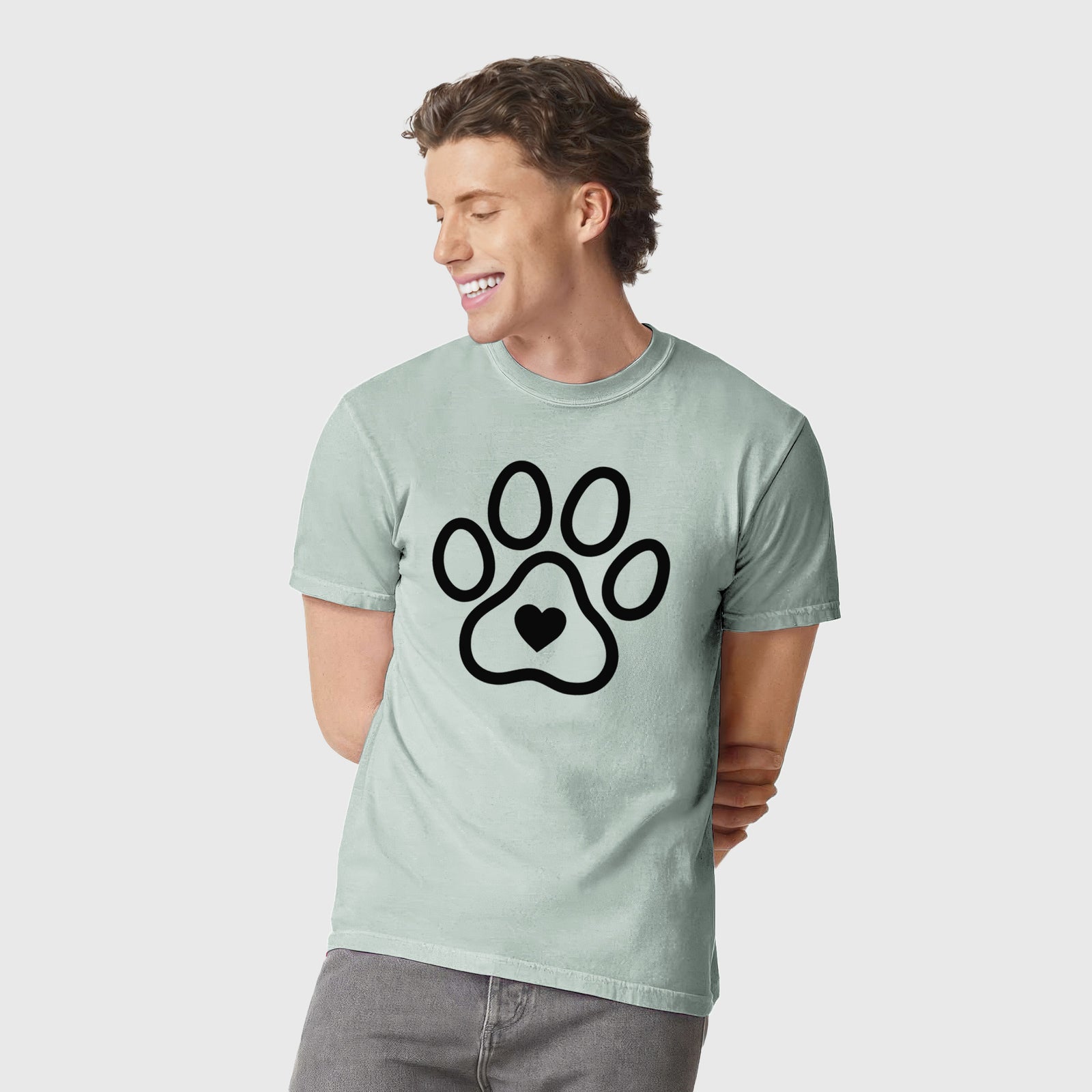 Paw with Heart - Unisex Comfort Colors Garment-Dyed Heavyweight T-shirt, worn by model