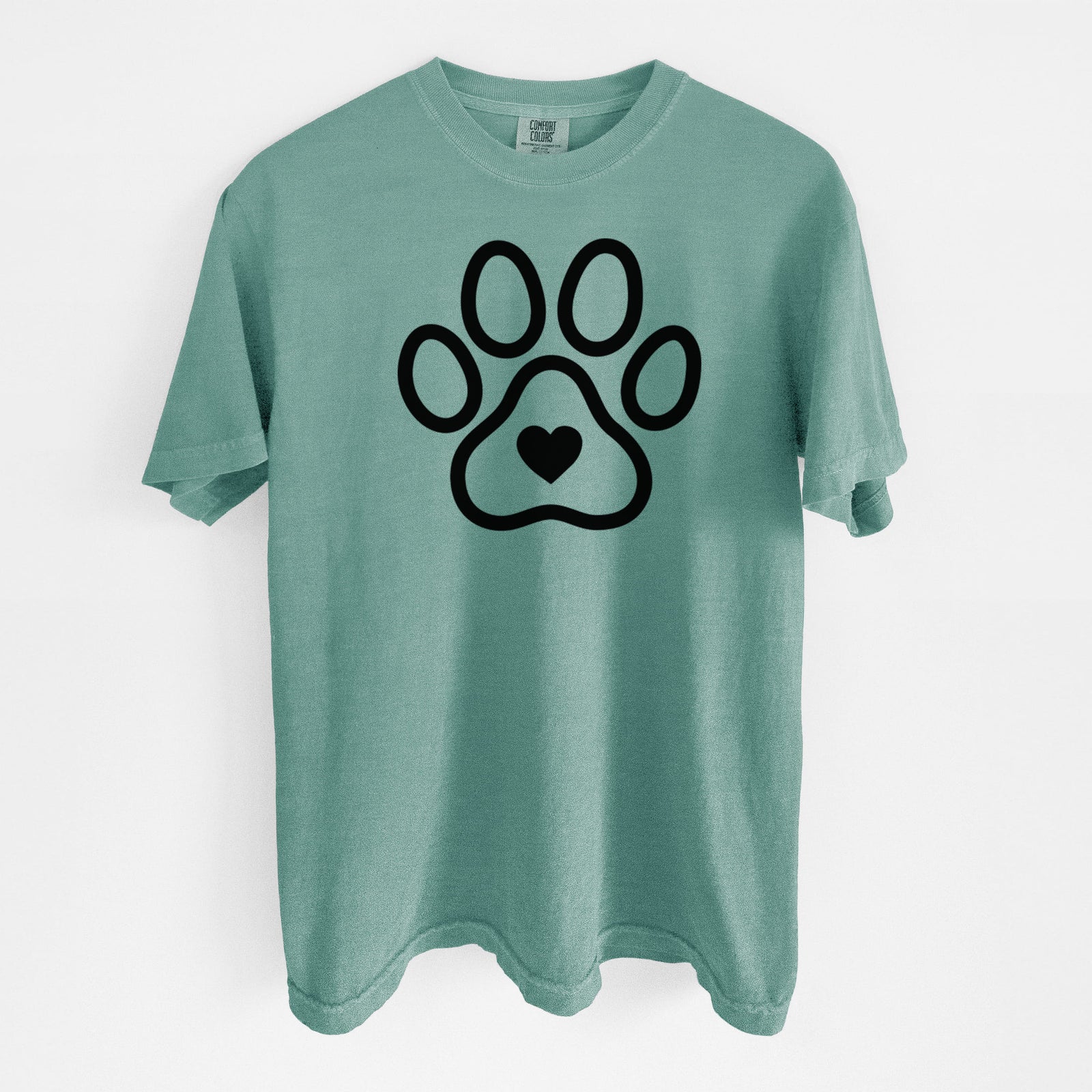 Paw with Heart - Unisex Comfort Colors Garment-Dyed Heavyweight T-shirt in Reef Green