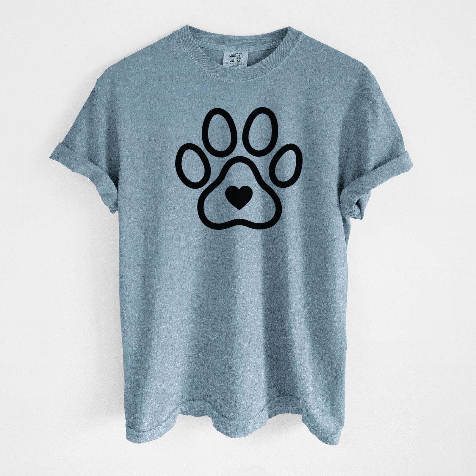 Paw with Heart - Unisex Comfort Colors Garment-Dyed Heavyweight T-shirt in Steel Blue