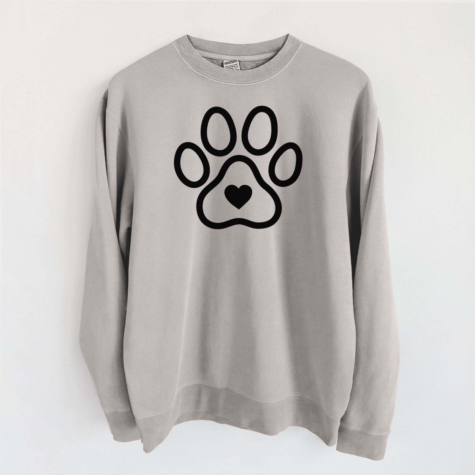 Paw with Heart - Unisex Pigment Dyed Crew Sweatshirt in Cement