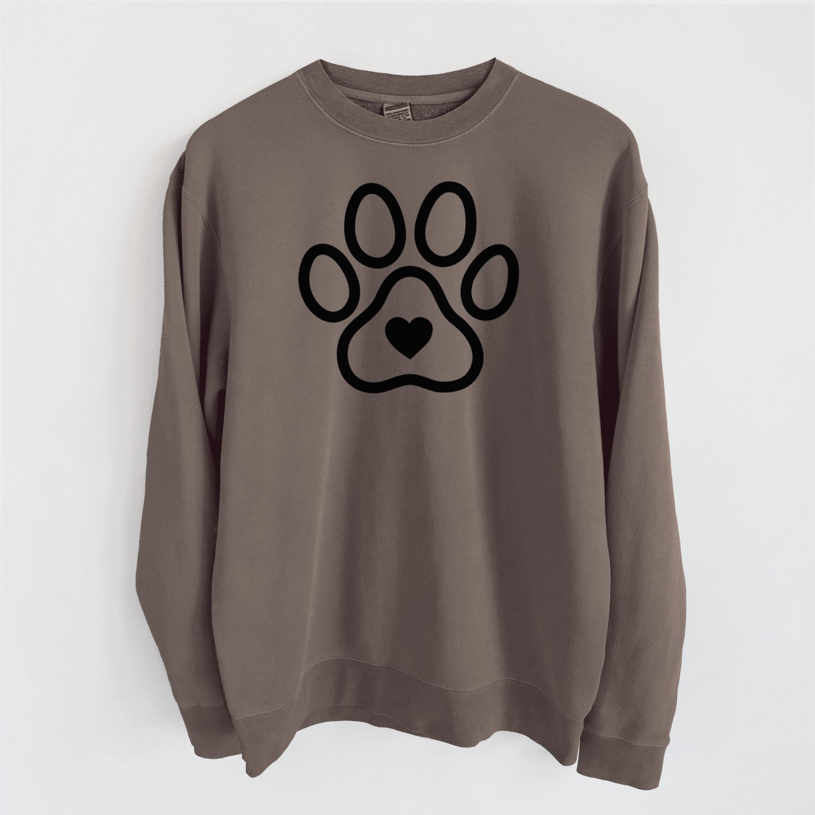 Paw with Heart - Unisex Pigment Dyed Crew Sweatshirt in Espresso