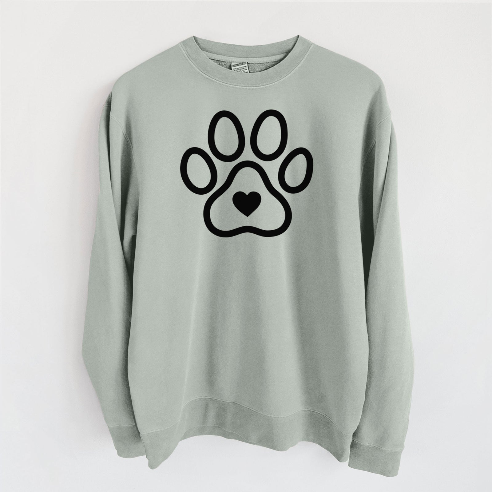 Paw with Heart - Unisex Pigment Dyed Crew Sweatshirt in Sage