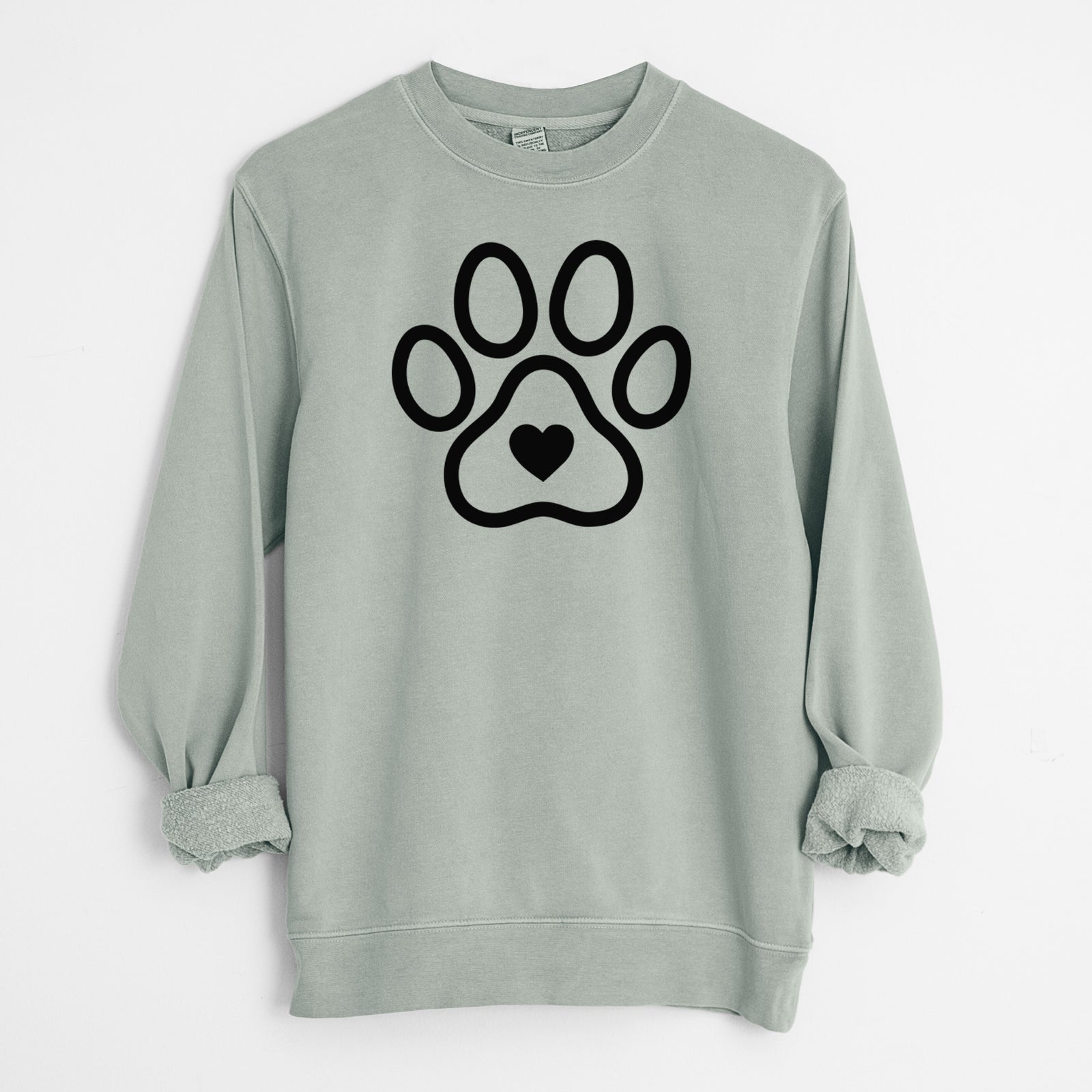 Paw with Heart - Unisex Pigment Dyed Crew Sweatshirt in Sage