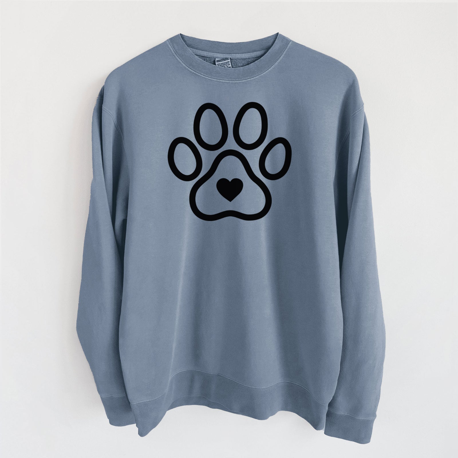 Paw with Heart - Unisex Pigment Dyed Crew Sweatshirt in Slate Blue