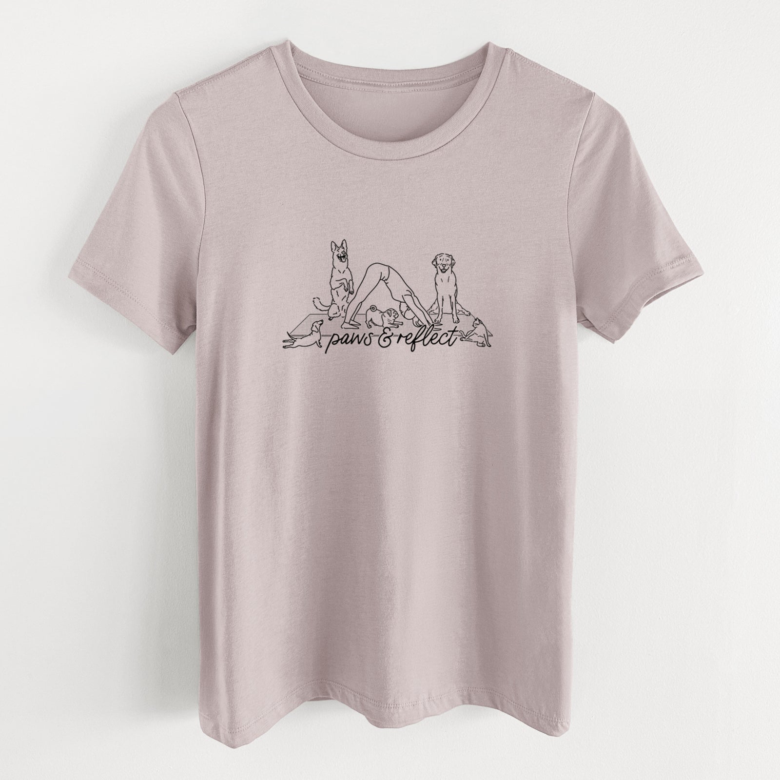 Paws and Reflect - Yoga with Dogs - Women's Lightweight Relaxed Fit 100% Cotton Crewneck