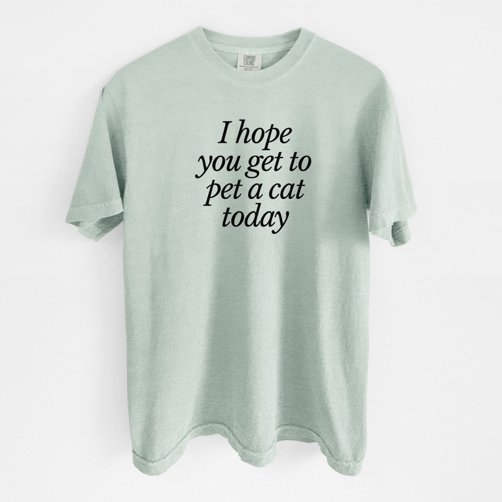 I hope you get to pet a cat today - Unisex Comfort Colors Garment-Dyed Heavyweight T-shirt in Bay
