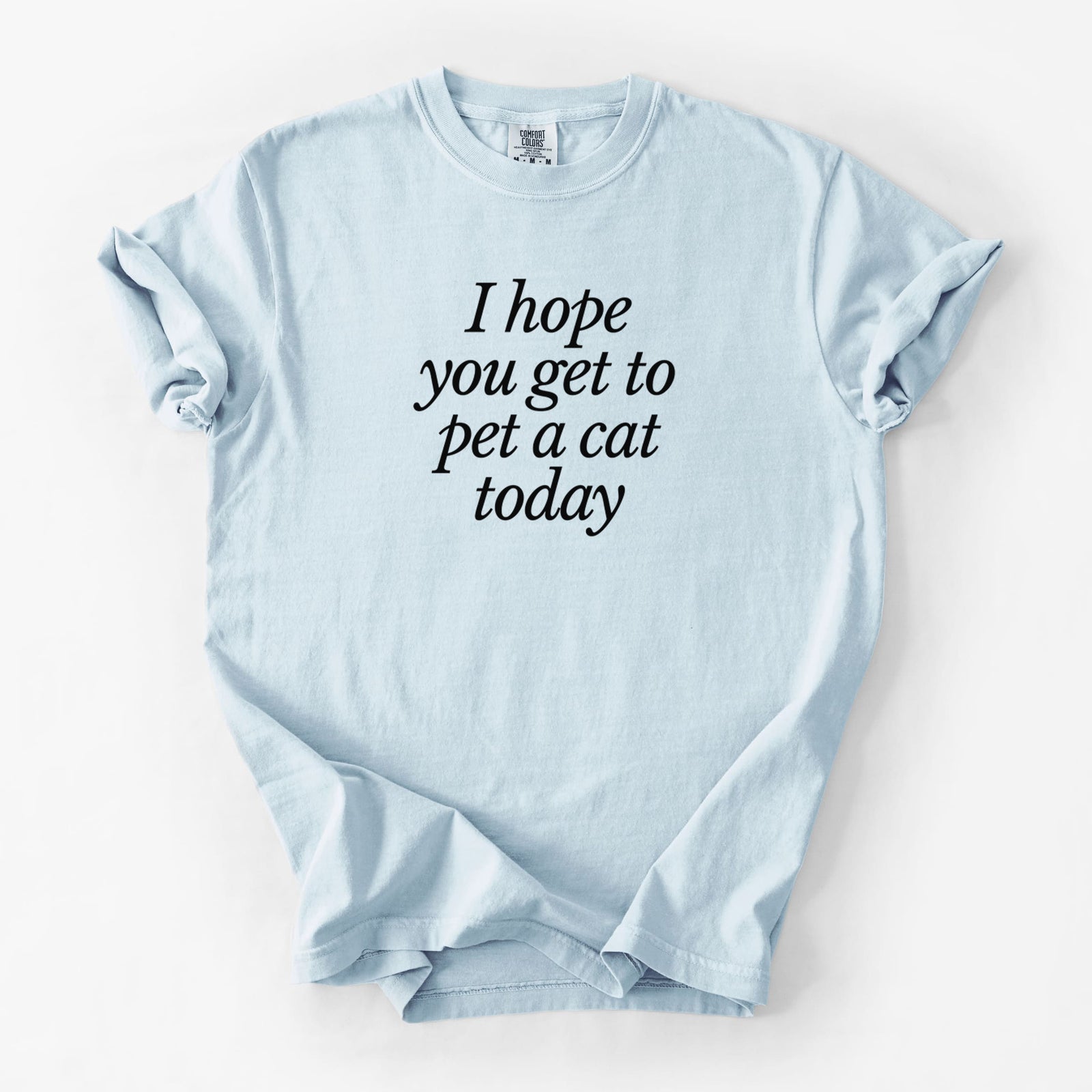 I hope you get to pet a cat today - Unisex Comfort Colors Garment-Dyed Heavyweight T-shirt in Chambray