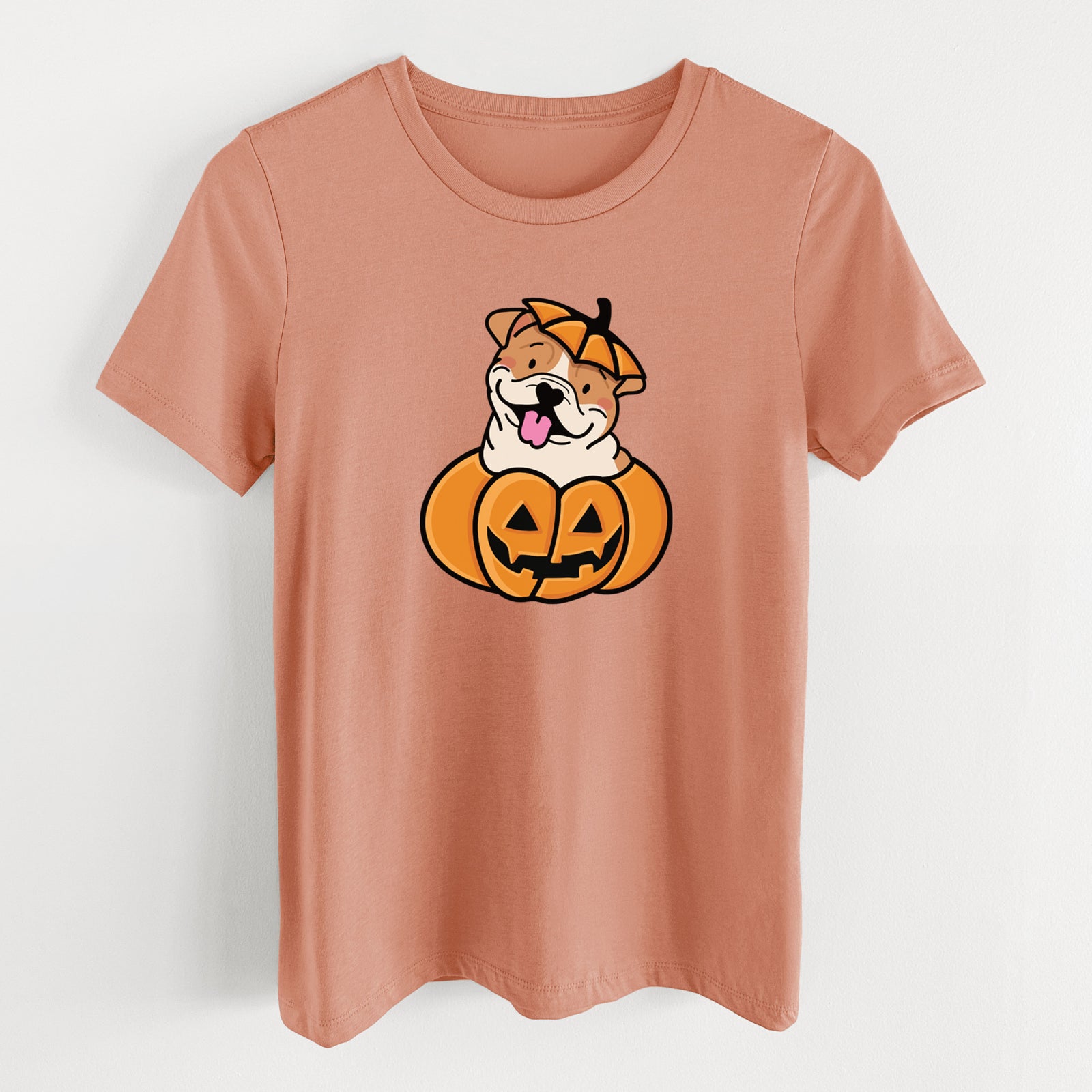 Pumpkin Pup - English Bulldog - Women's Lightweight Relaxed Fit 100% Cotton Crewneck