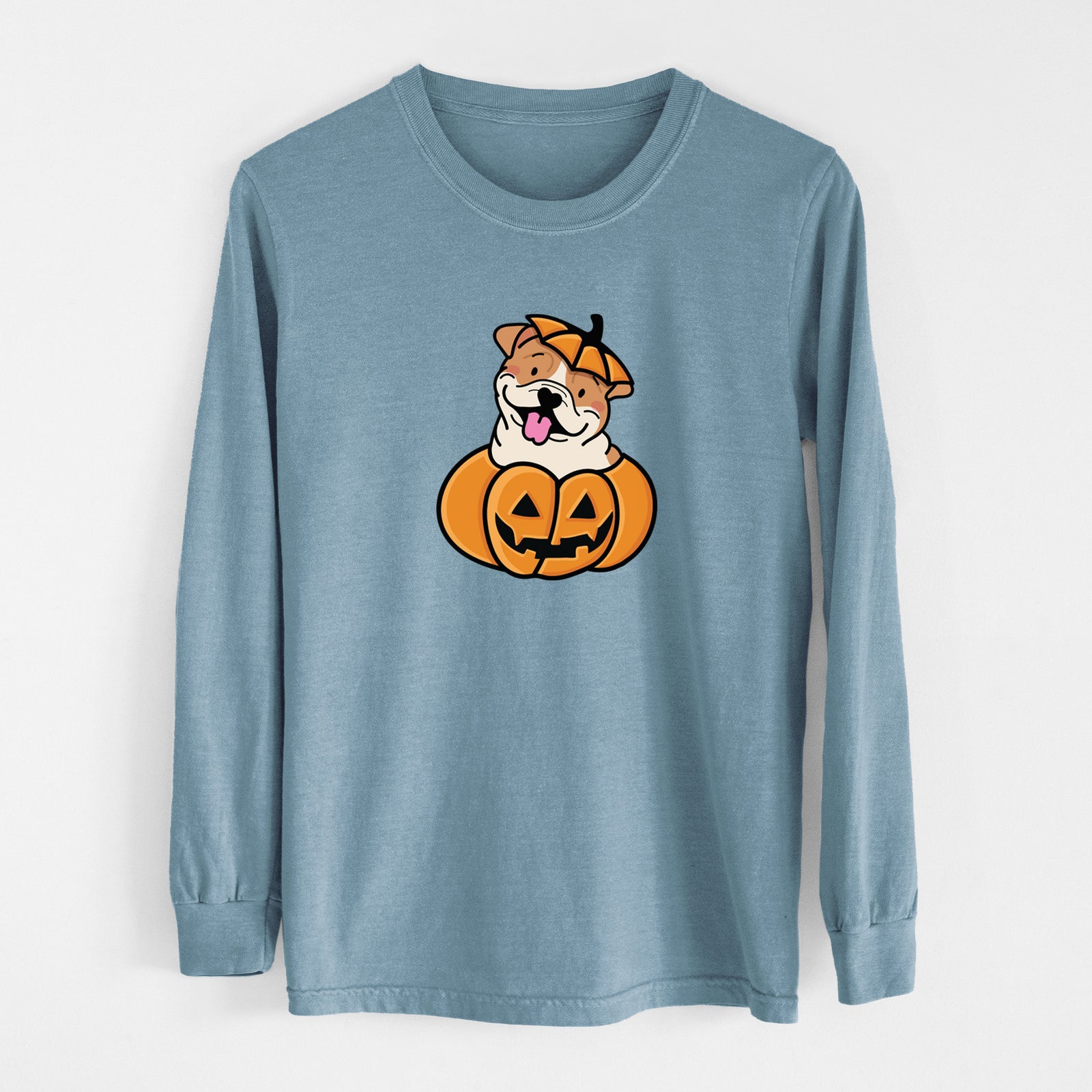 Pumpkin Pup - English Bulldog - Heavyweight 100% Cotton Long Sleeve