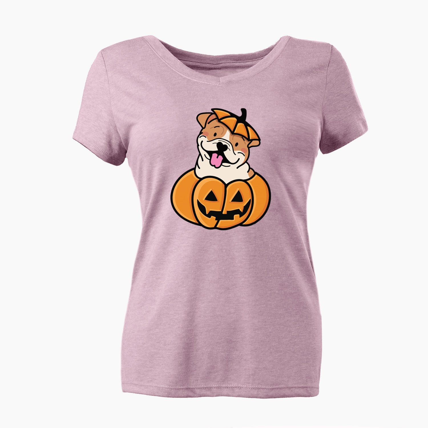 Pumpkin Pup - English Bulldog - Women's Perfect V-neck Shirt