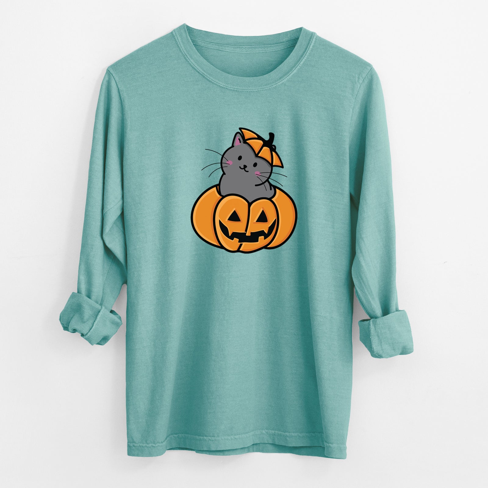 Pumpkin Cat - Black Cat - Heavyweight 100% Cotton Long Sleeve