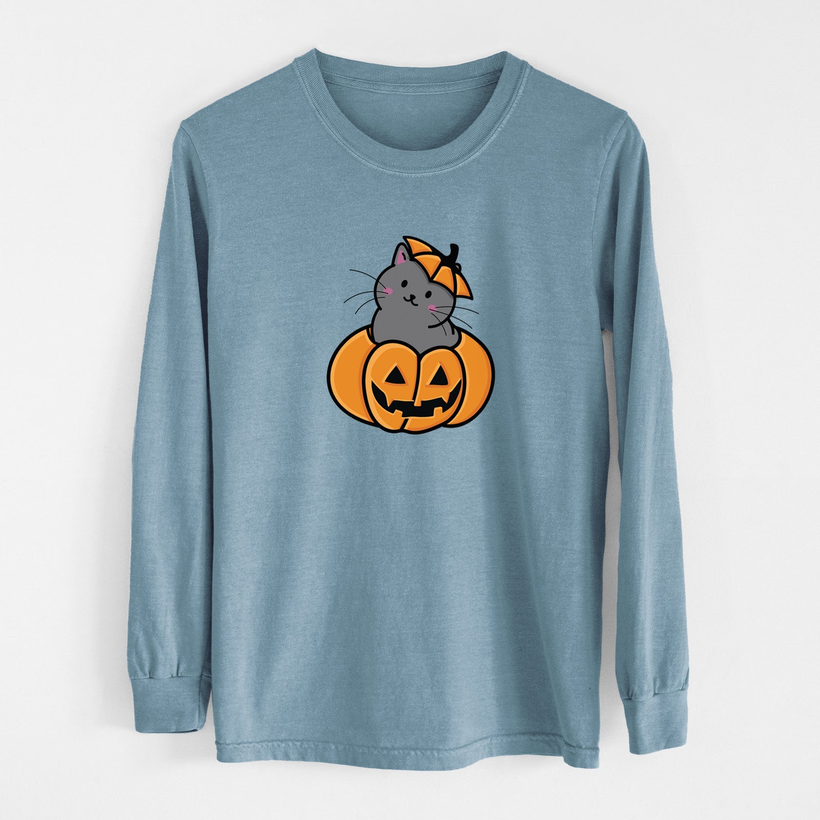Pumpkin Cat - Black Cat - Heavyweight 100% Cotton Long Sleeve