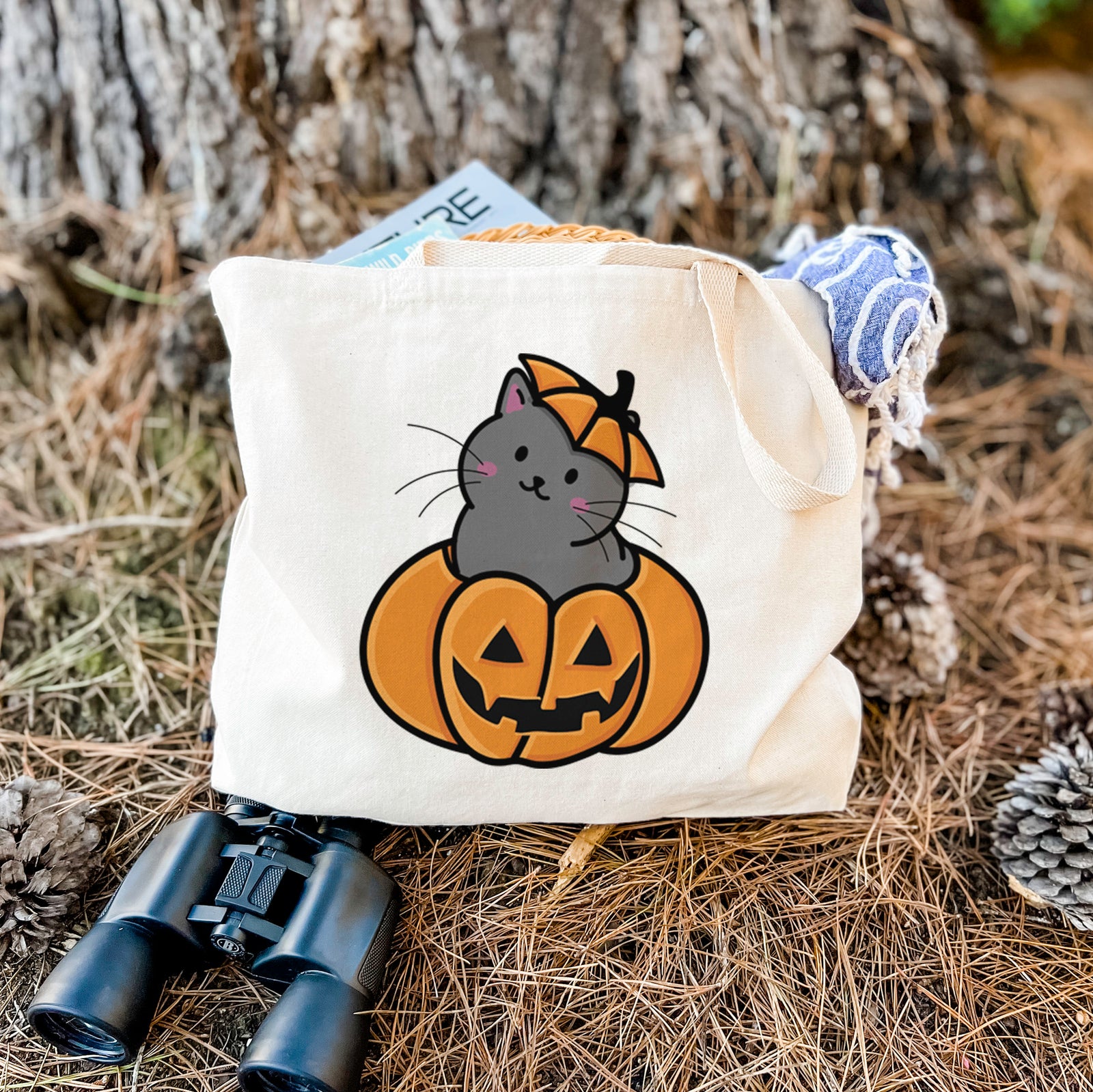 Pumpkin Cat - Black Cat - Tote Bag