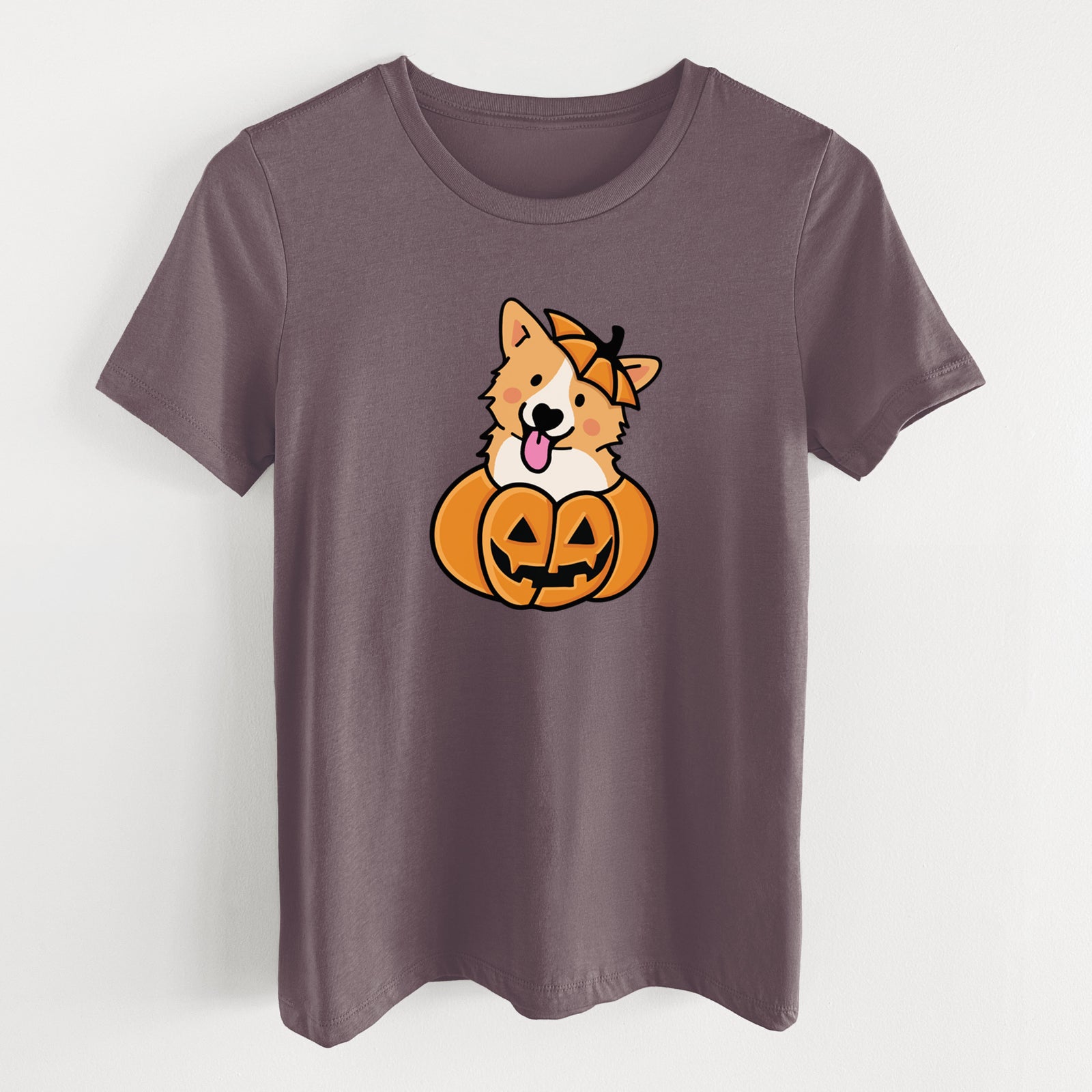 Pumpkin Pup - Corgi - Women's Lightweight Relaxed Fit 100% Cotton Crewneck