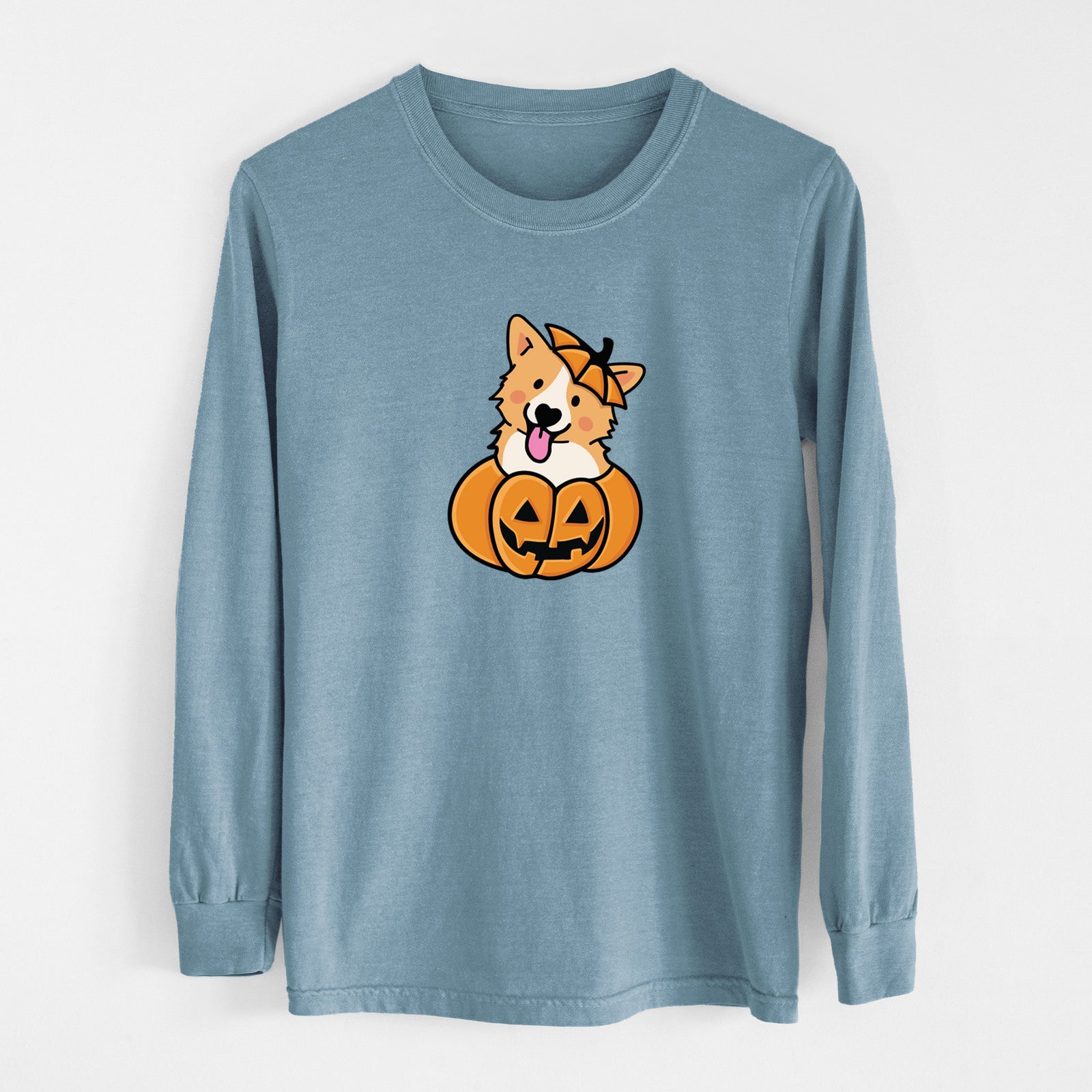 Pumpkin Pup - Corgi - Heavyweight 100% Cotton Long Sleeve