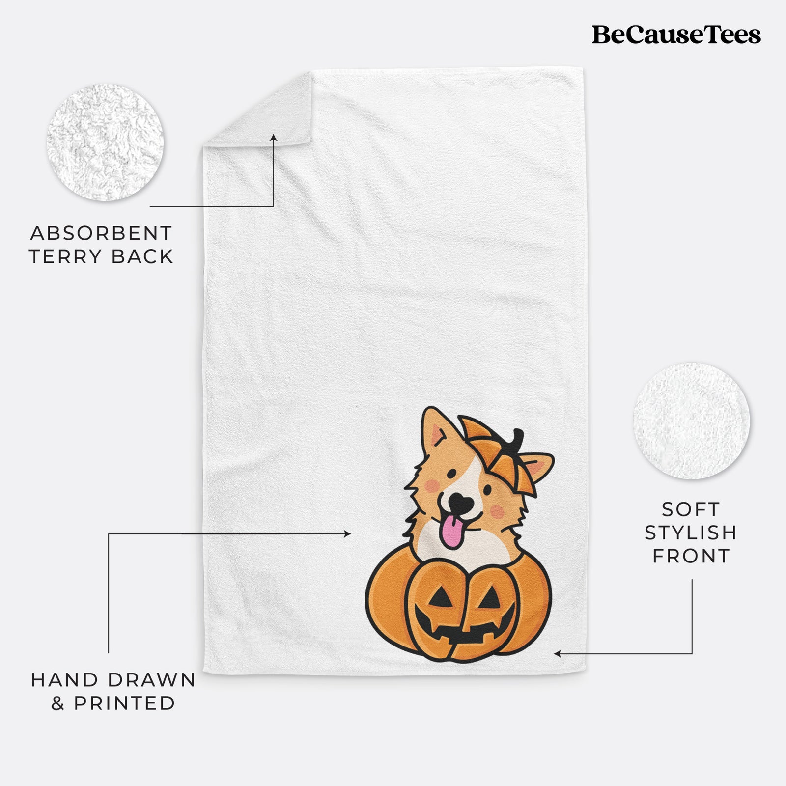 Pumpkin Pup - Corgi Hand Towel