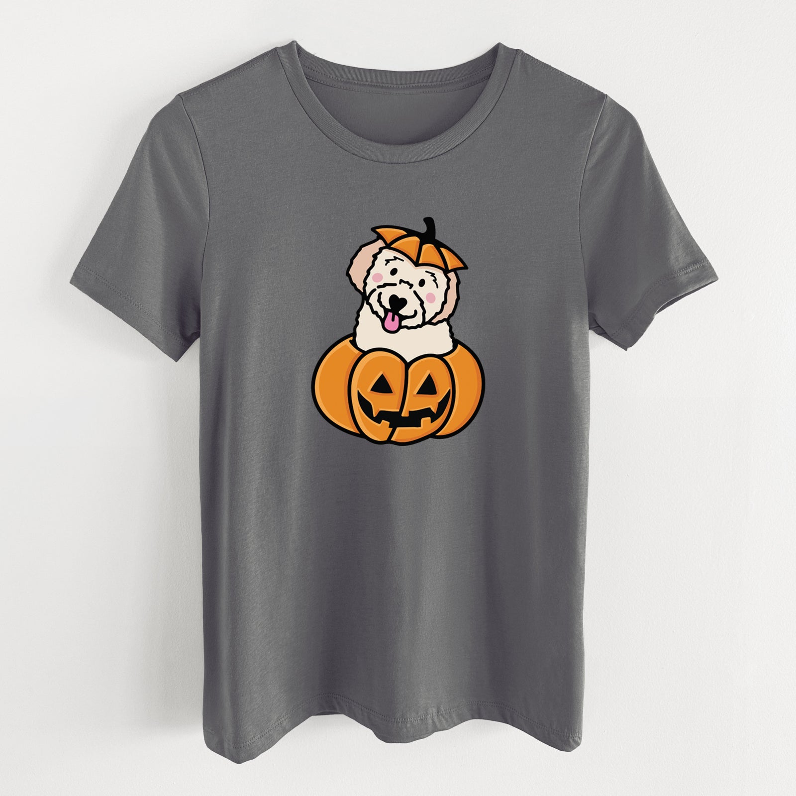 Pumpkin Pup - Doodle - Women's Lightweight Relaxed Fit 100% Cotton Crewneck