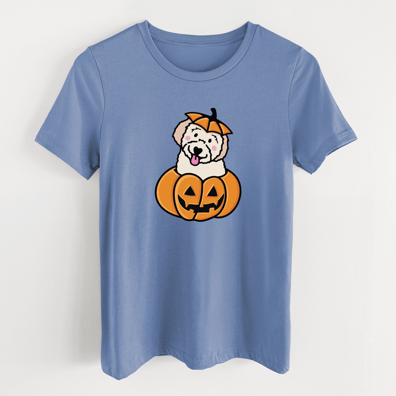 Pumpkin Pup - Doodle - Women's Lightweight Relaxed Fit 100% Cotton Crewneck