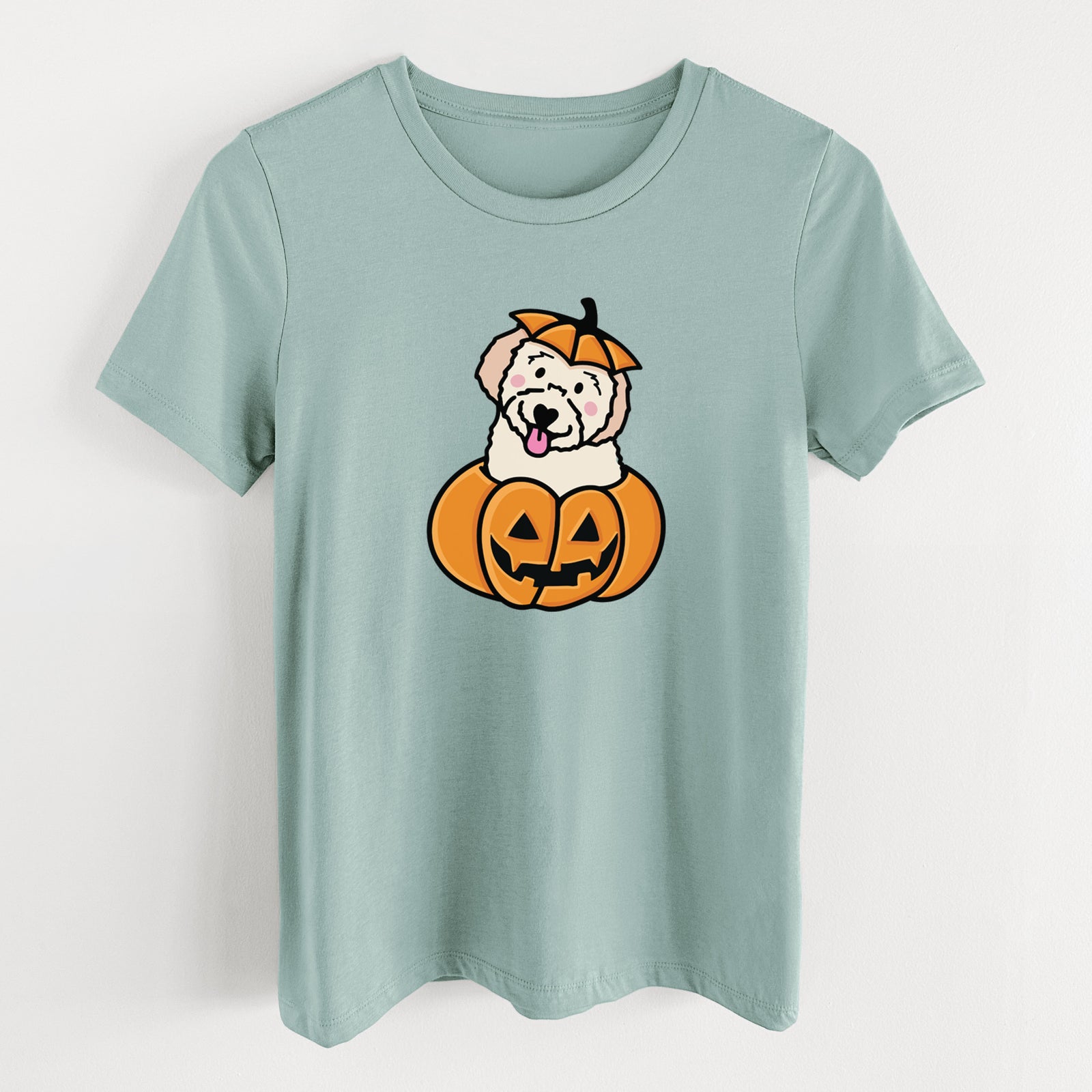 Pumpkin Pup - Doodle - Women's Lightweight Relaxed Fit 100% Cotton Crewneck