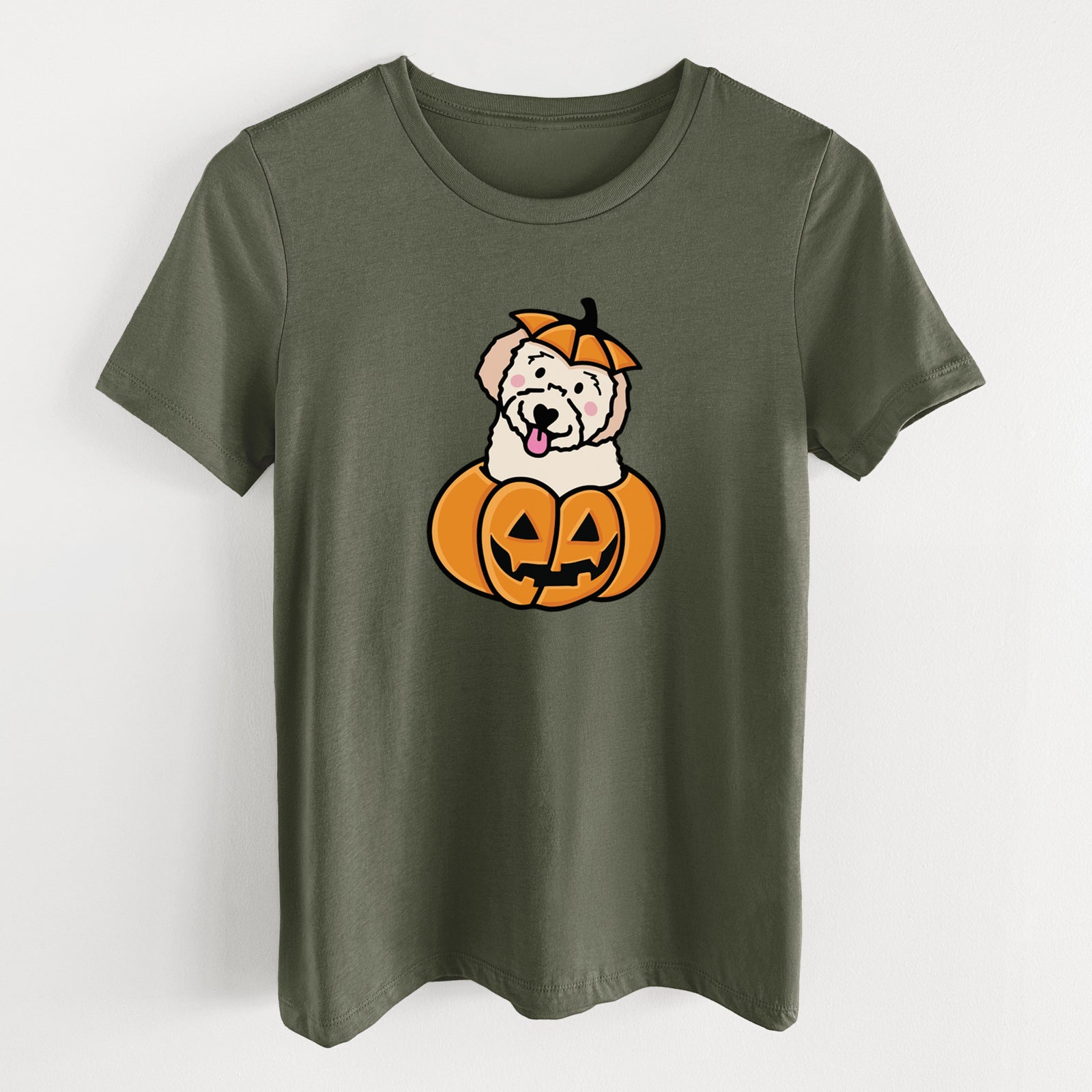 Pumpkin Pup - Doodle - Women's Lightweight Relaxed Fit 100% Cotton Crewneck