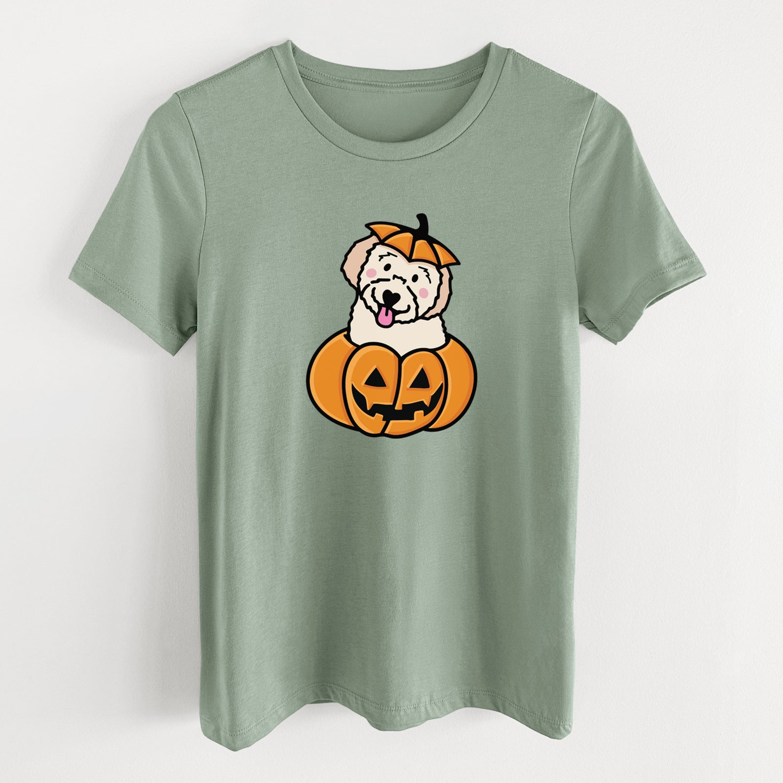 Pumpkin Pup - Doodle - Women's Lightweight Relaxed Fit 100% Cotton Crewneck
