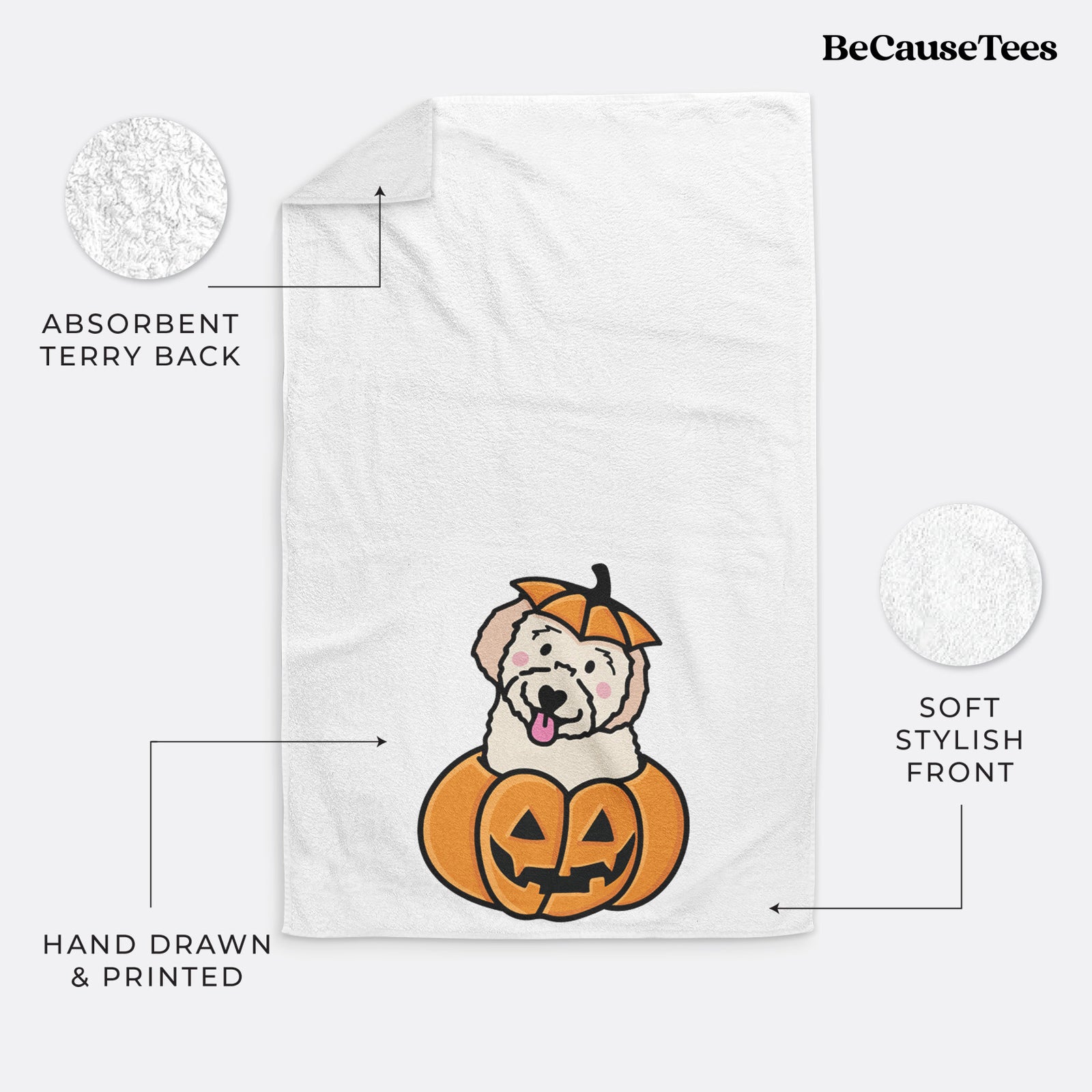 Pumpkin Pup - Doodle Hand Towel