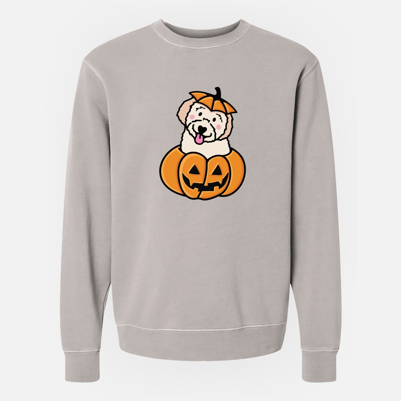 Pumpkin Pup - Doodle - Unisex Pigment Dyed Crew Sweatshirt