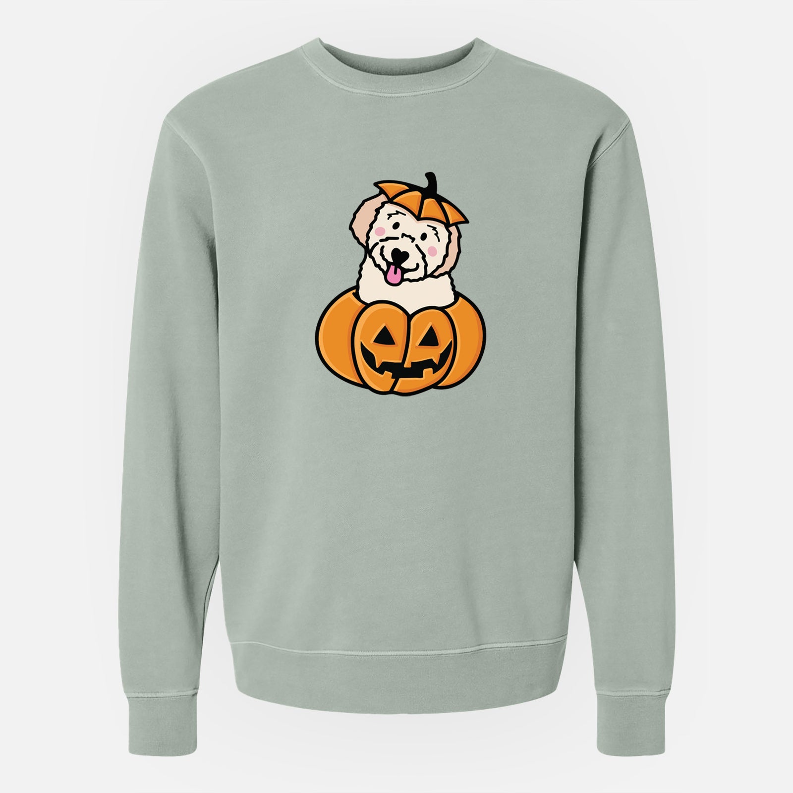 Pumpkin Pup - Doodle - Unisex Pigment Dyed Crew Sweatshirt