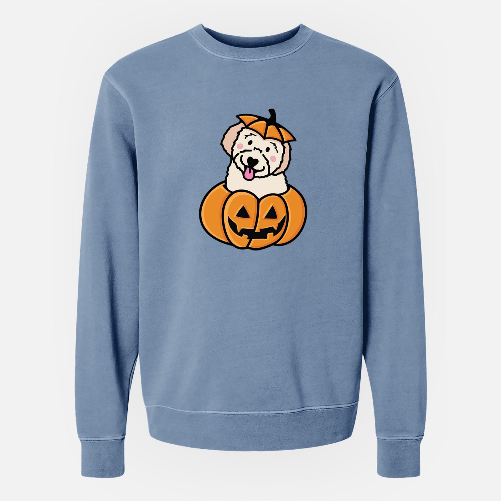 Pumpkin Pup - Doodle - Unisex Pigment Dyed Crew Sweatshirt