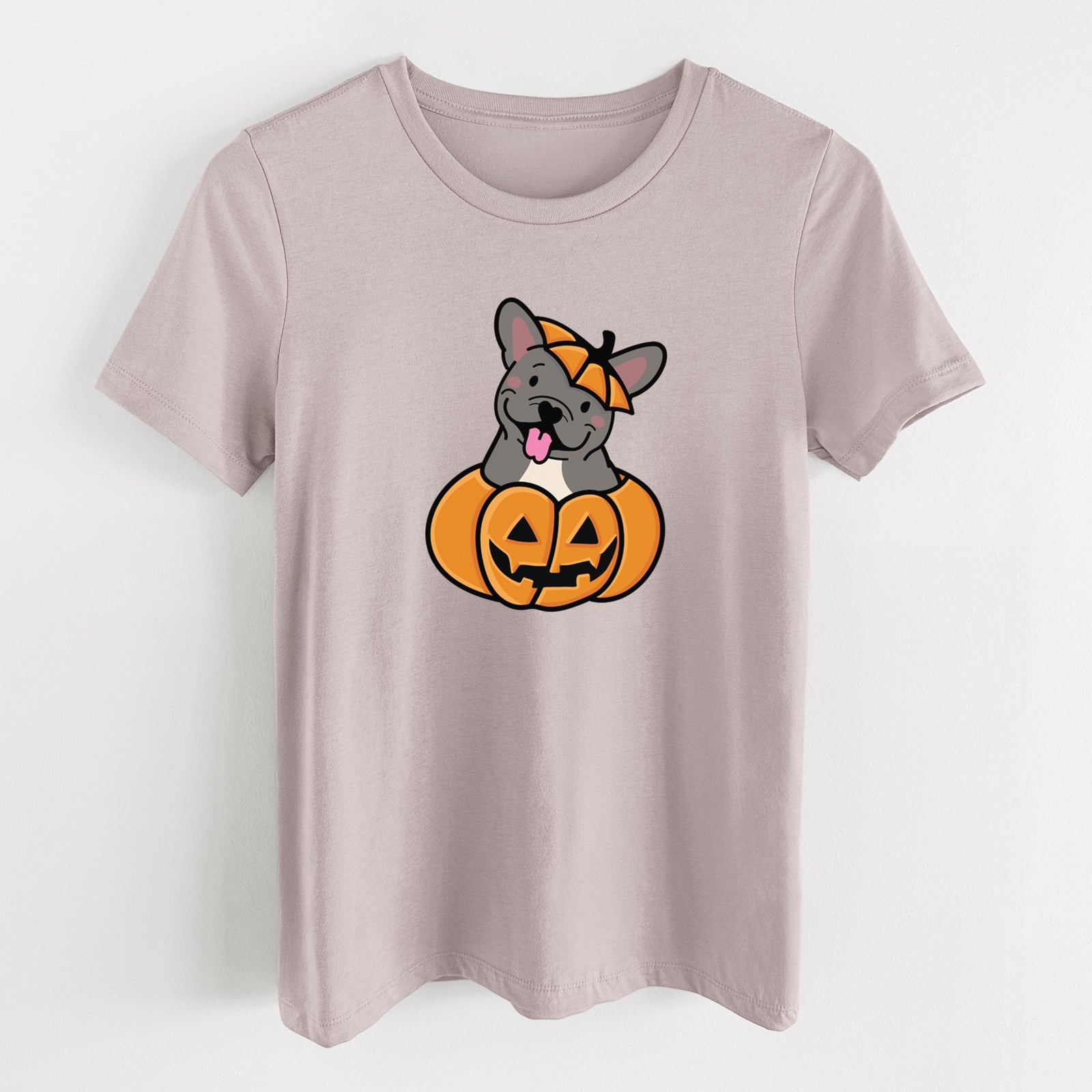 Pumpkin Pup - French Bulldog - Women's Lightweight Relaxed Fit 100% Cotton Crewneck