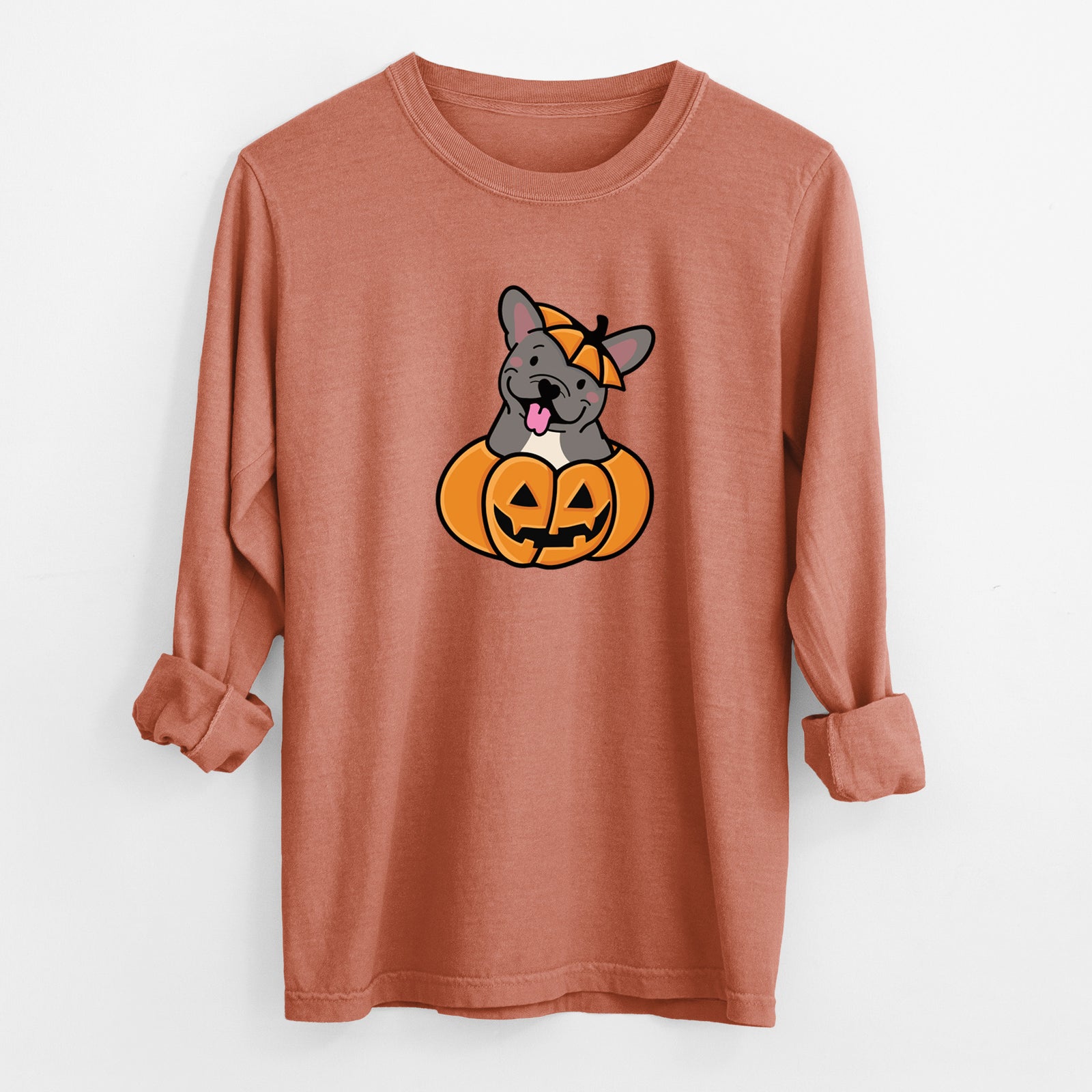 Pumpkin Pup - French Bulldog - Heavyweight 100% Cotton Long Sleeve