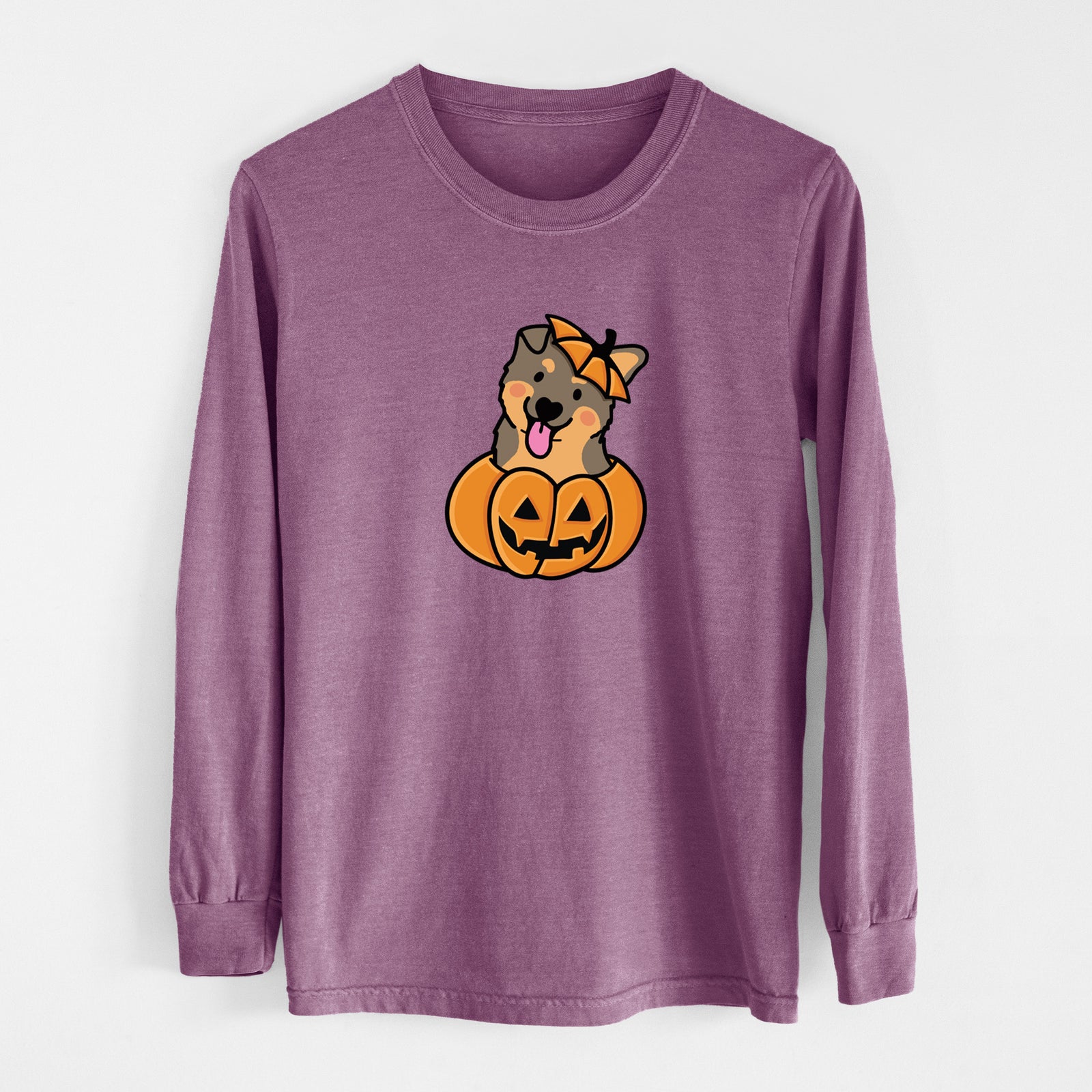 Pumpkin Pup - German Shepherd - Heavyweight 100% Cotton Long Sleeve