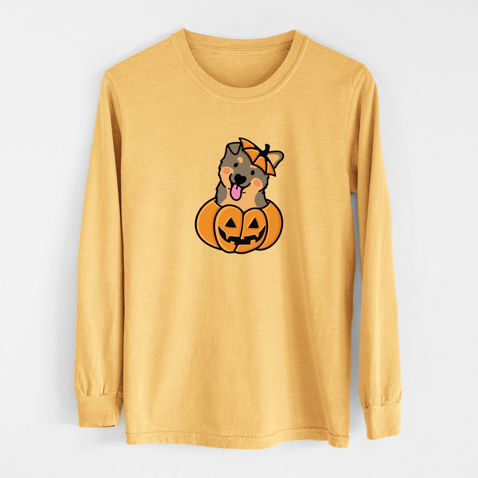 Pumpkin Pup - German Shepherd - Heavyweight 100% Cotton Long Sleeve